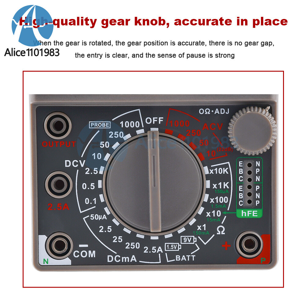 AC DC 1000V Pointer Type Analog Multimeter Meter Voltage Current Resistance