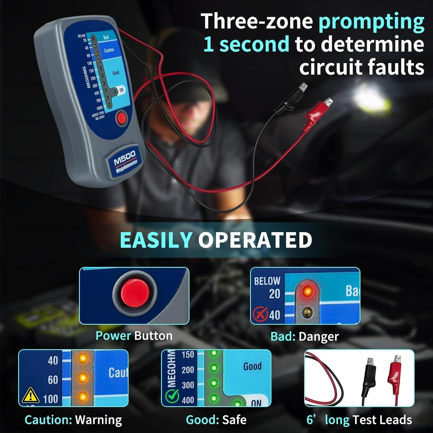 M500 Insulation Resistance Tester Megohmmeter for Quick Fault Detection