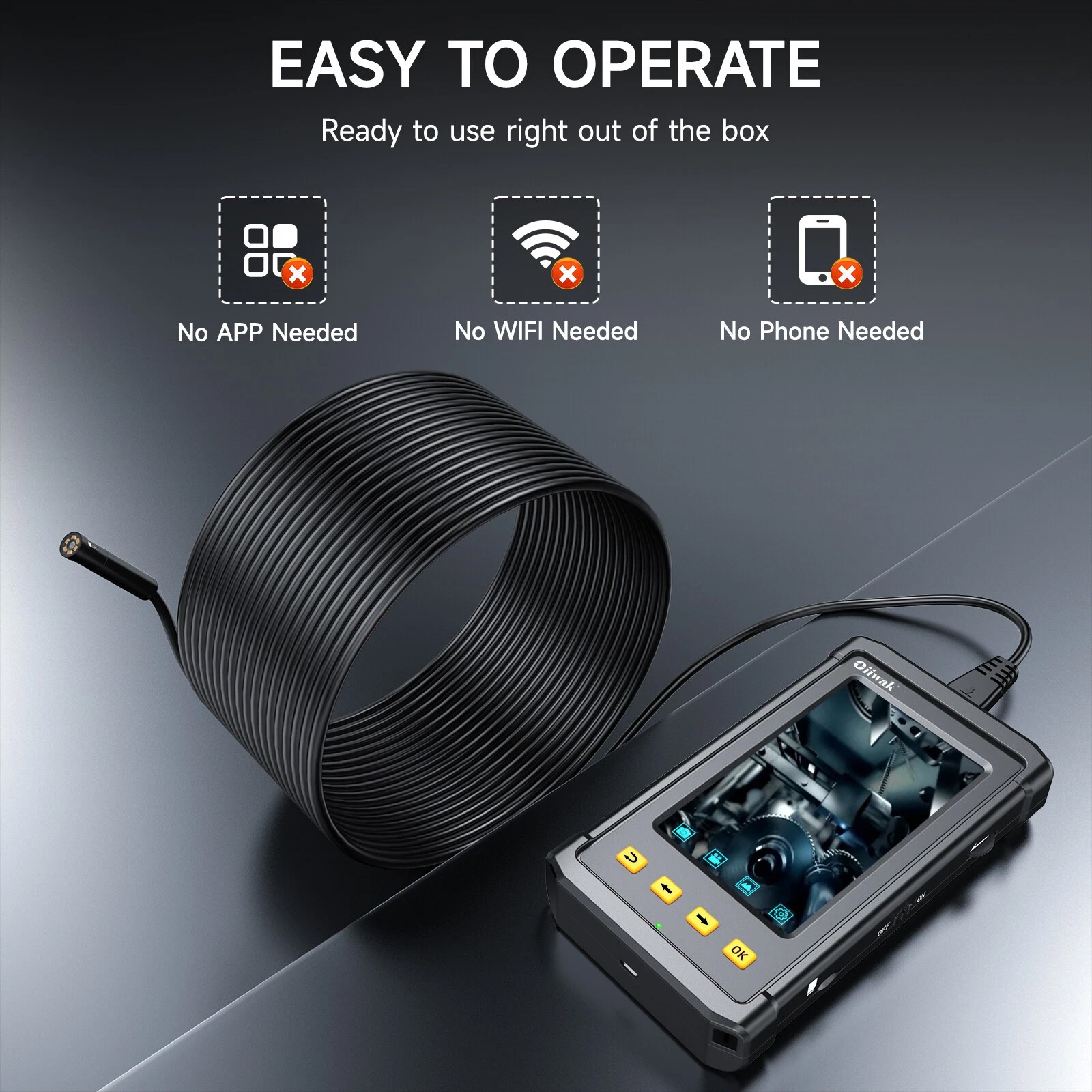 1080P HD Industrial Endoscope Borescope LCD 4.3″ 8.5mm Inspection Snake Camera