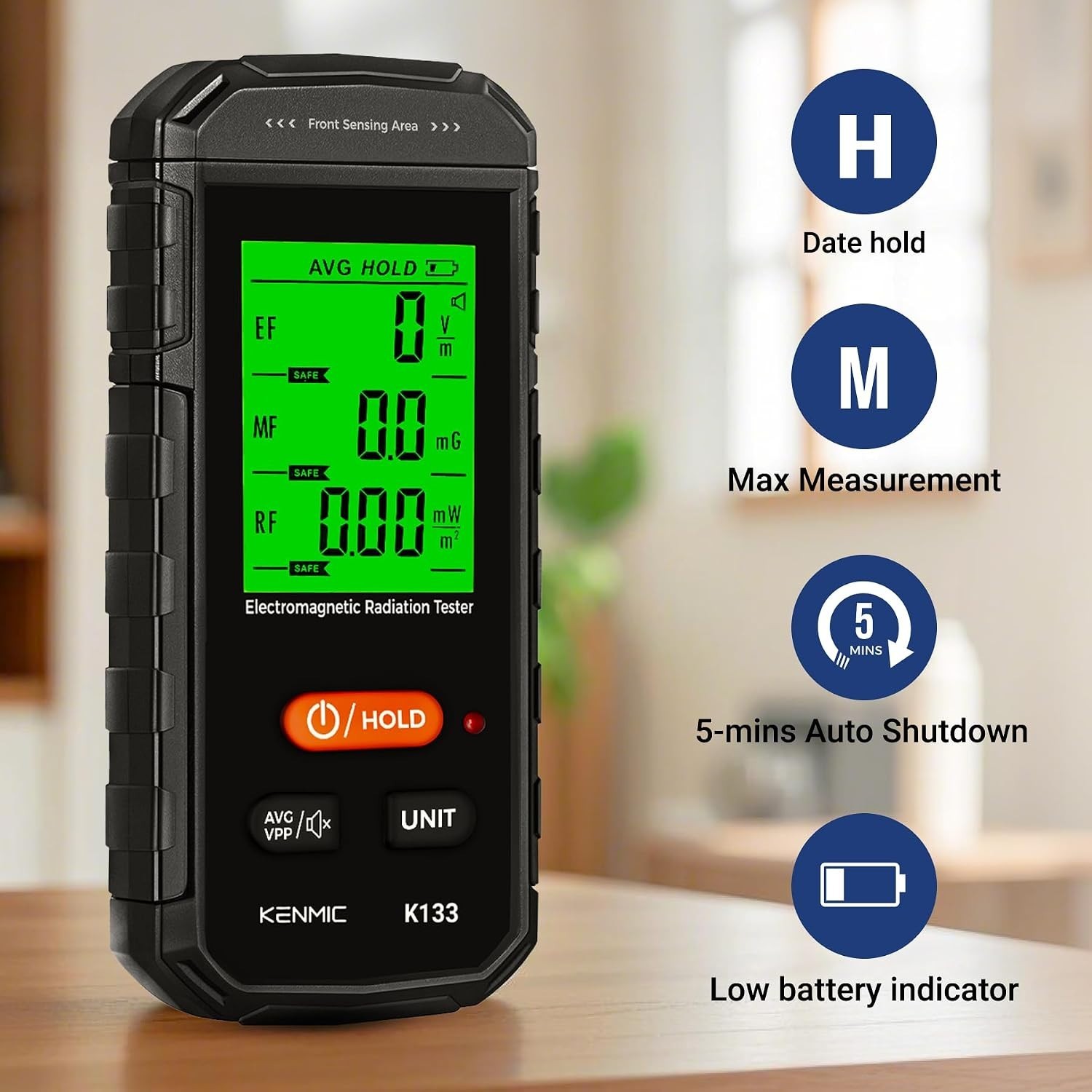 3-in-1 EMF Meter for Electric, Magnetic and Radio Frequency Detection