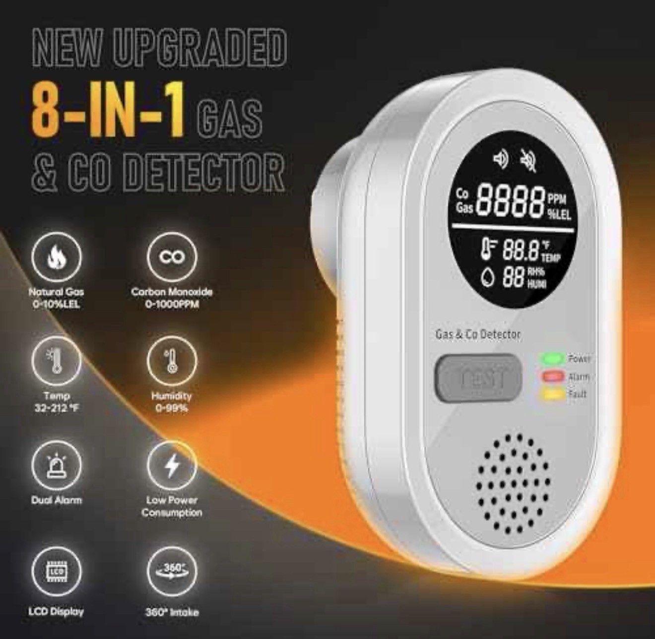 8 in 1 Gas & CO detector