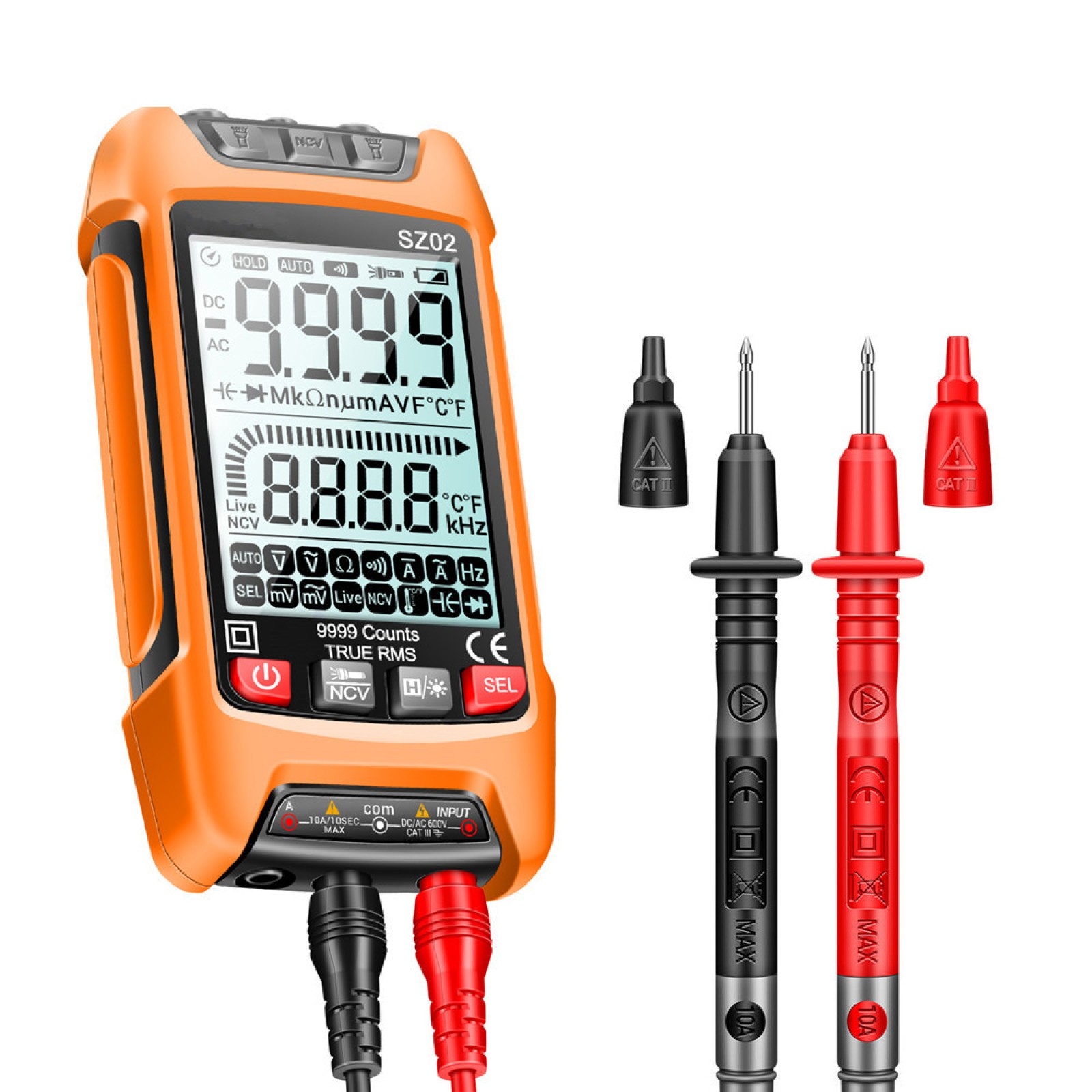 Smart Digital Multimeter 9999 Counts True RMS Auto Electrical Capacitance Meter/