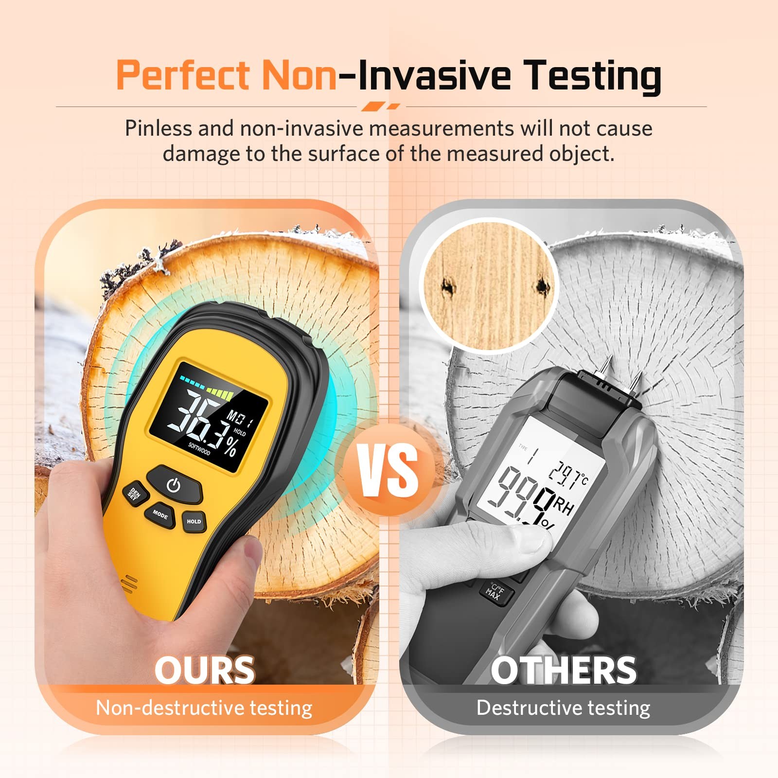 Pinless Moisture Meter – Wood Moisture Meter Digital Moisture Detector for Lu…
