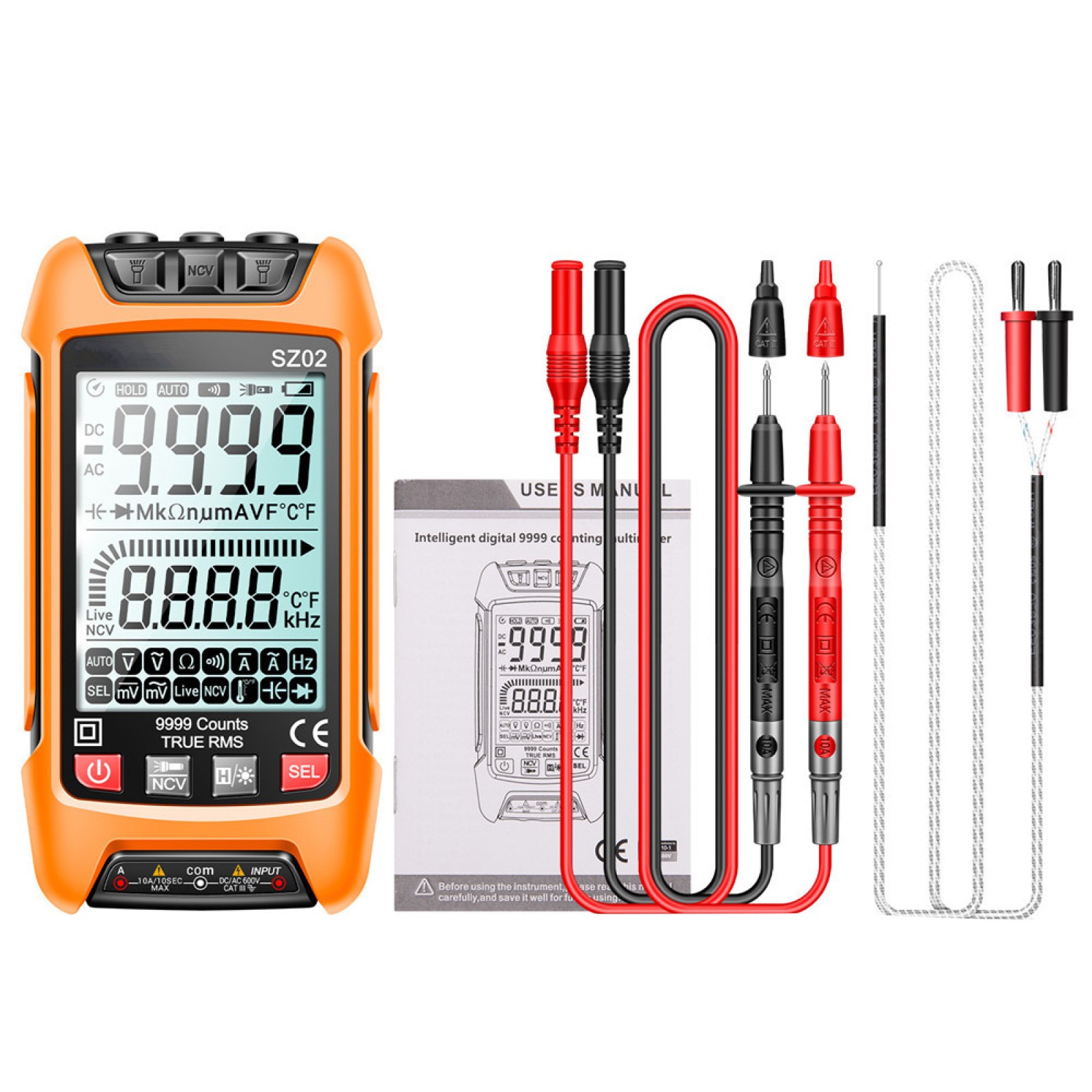 Smart Digital Multimeter 9999 Counts True RMS Auto Electrical Capacitance Meter/