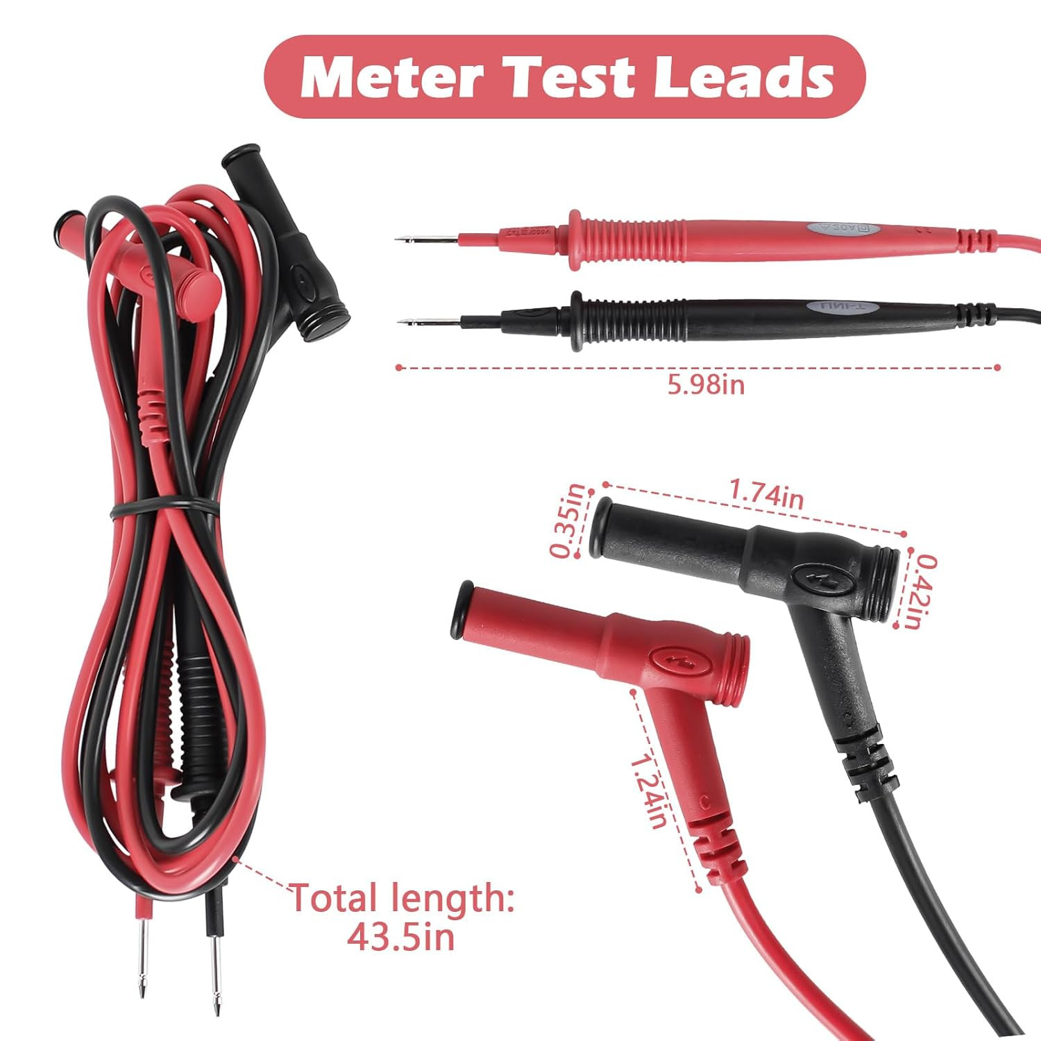 New Meter Test Leads Cat III 1000V 20A Replacement for Fluke Ideal Simpson – Pre
