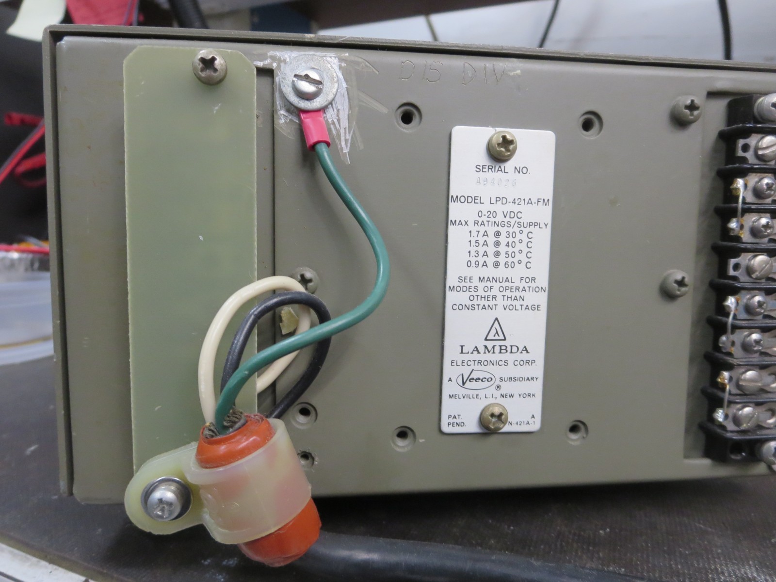 Lambda LPD-421A-FM DC PowerSupply Dual Adjustable Out:0-20V 1.7A See Pics Used