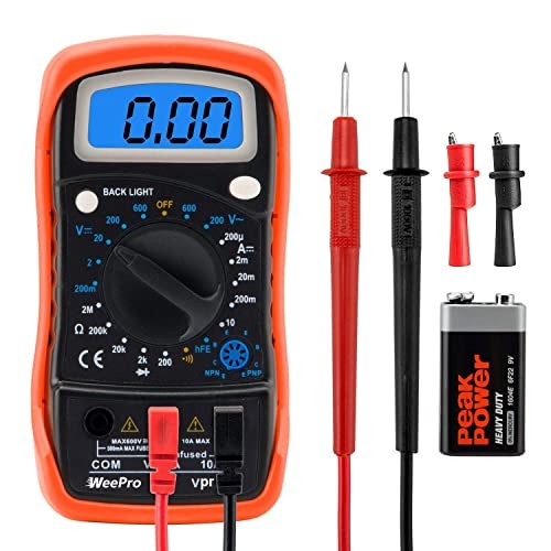 WeePro Vpro850L Digital Multimeter DC AC Voltmeter, Ohm Volt Amp Test Orange