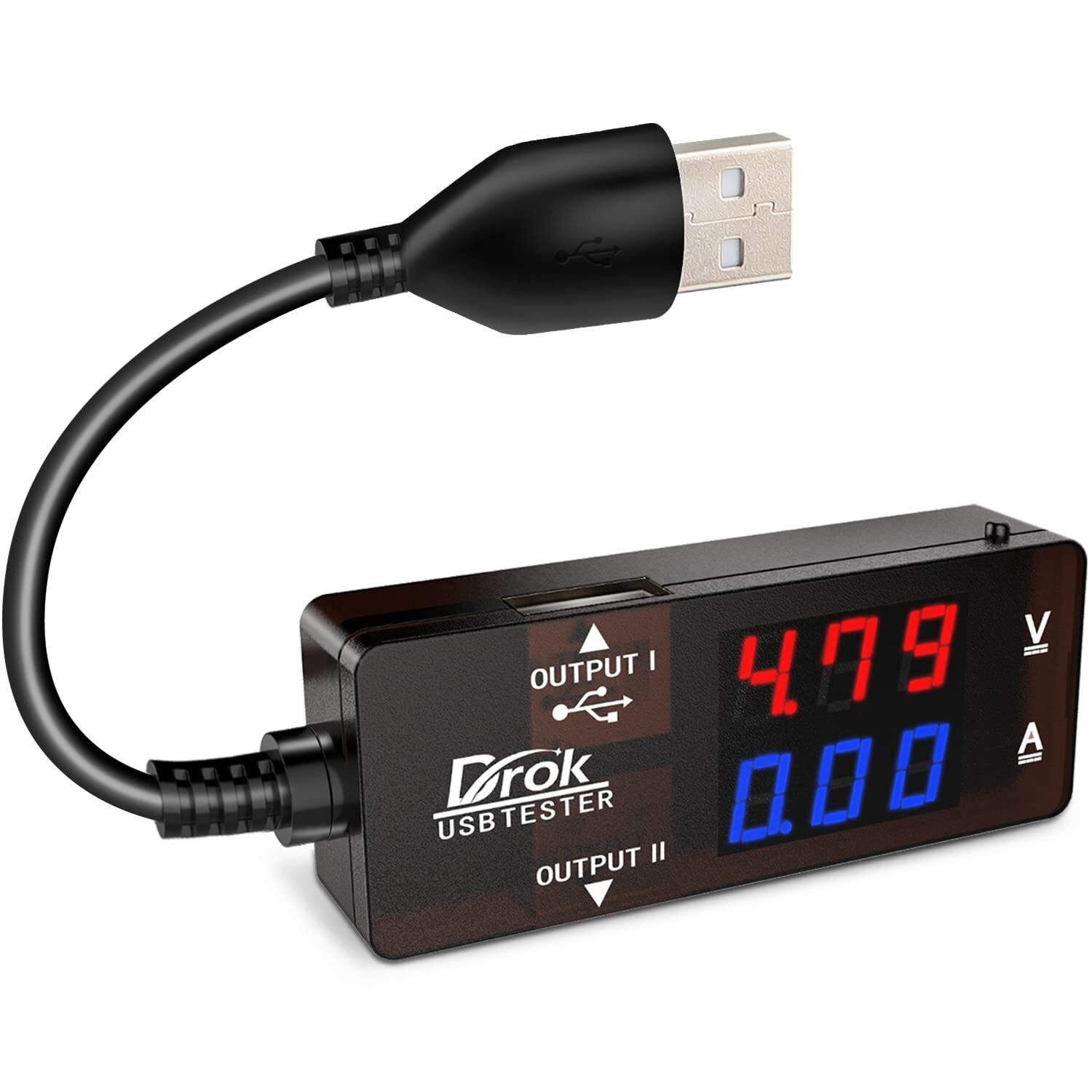 DROK – USB Tester 2.0 Digital Multimeter Dual Output Ports Color Led