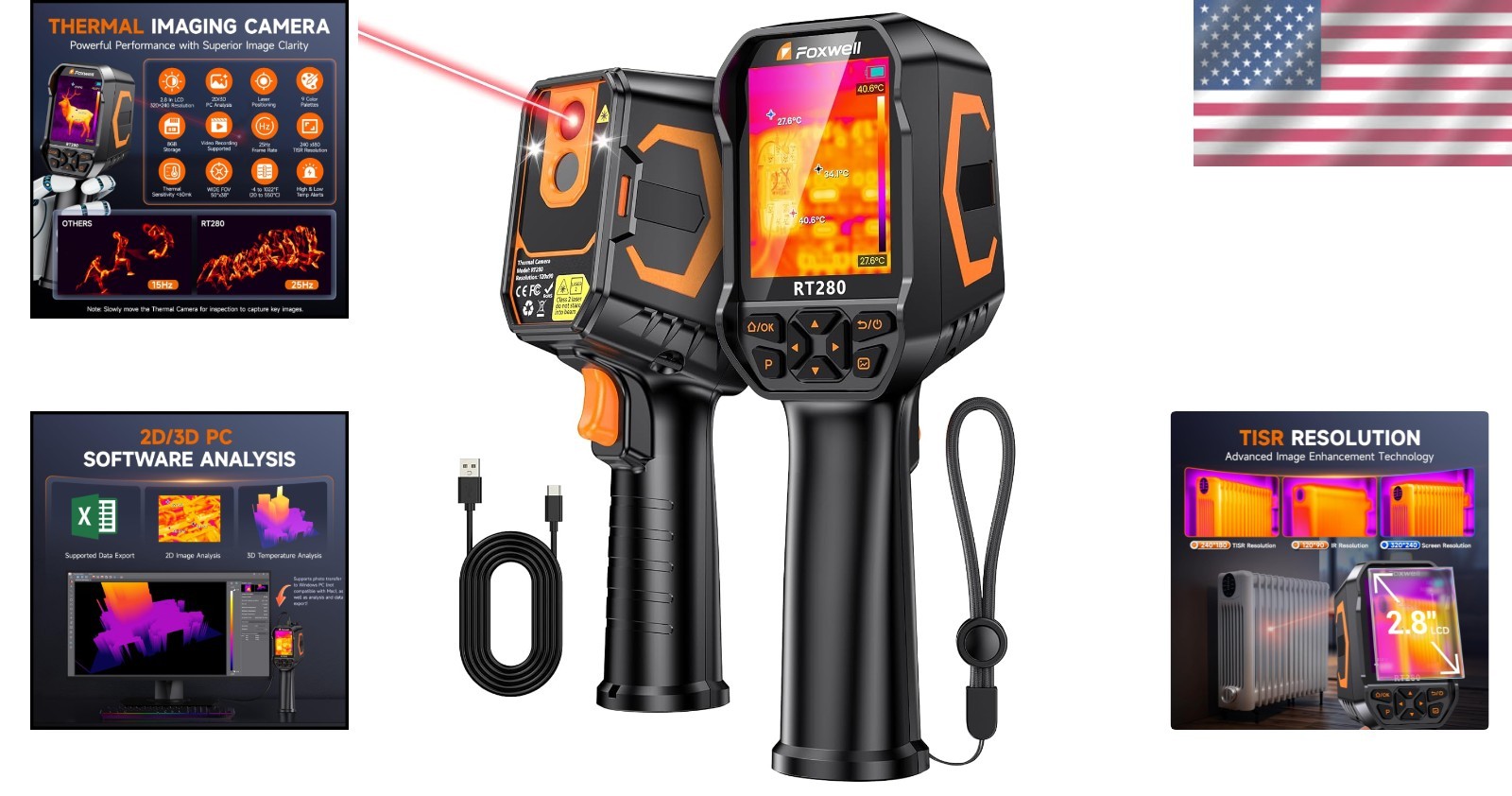 RT280 Thermal Imaging Camera 320×240 – 2.8″ LCD, Laser Targeting, 8GB Storage