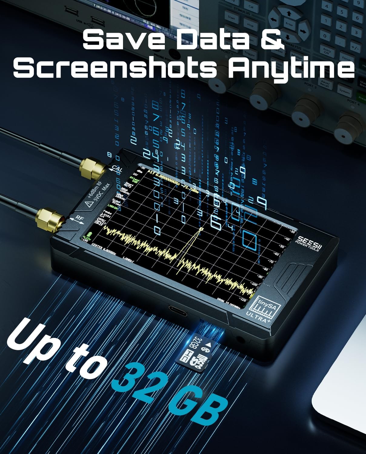 SeeSii TinySA Ultra+ ZS407 4″ LCD Touchscreen Spectrum Analyzer 100kHz-7.3GHz