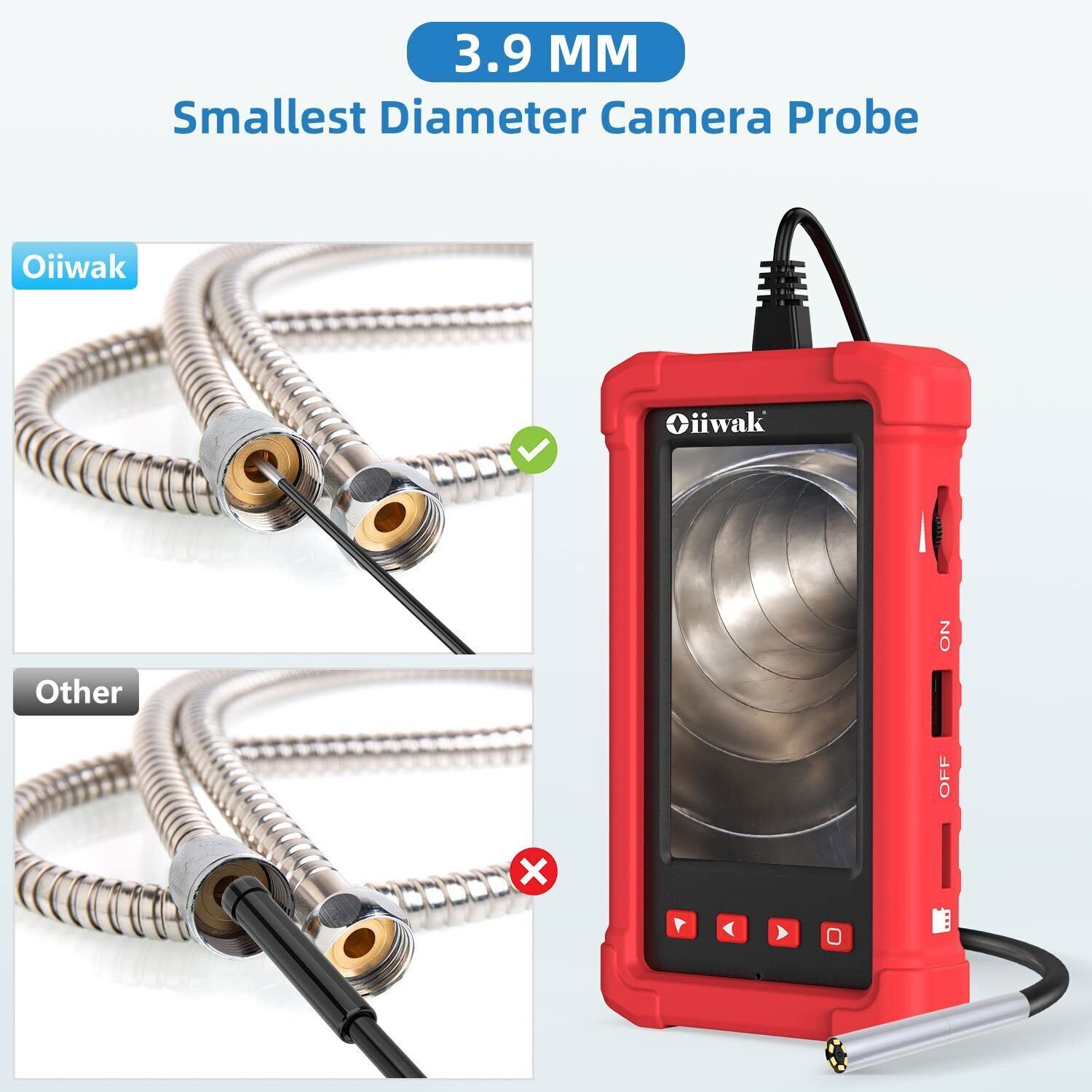 3.5m 1080P HD 3.9MM 4.3″ Screen Industrial Endoscope Borescope Inspection Camera
