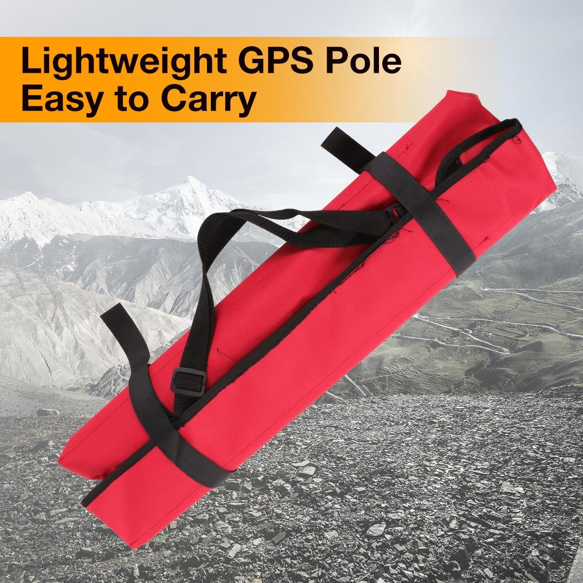 Carbon Fiber GPS Pole, 6.6FT Surveying Prism Pole, 4 Sections GPS Rover Rod, 2M