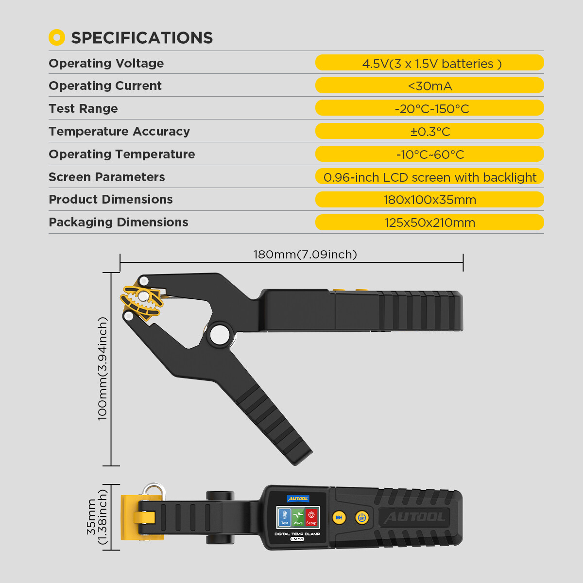 Digital Temperature Tester Pipe Clamp HVAC Thermometer Real-Time Temp -50~150℃
