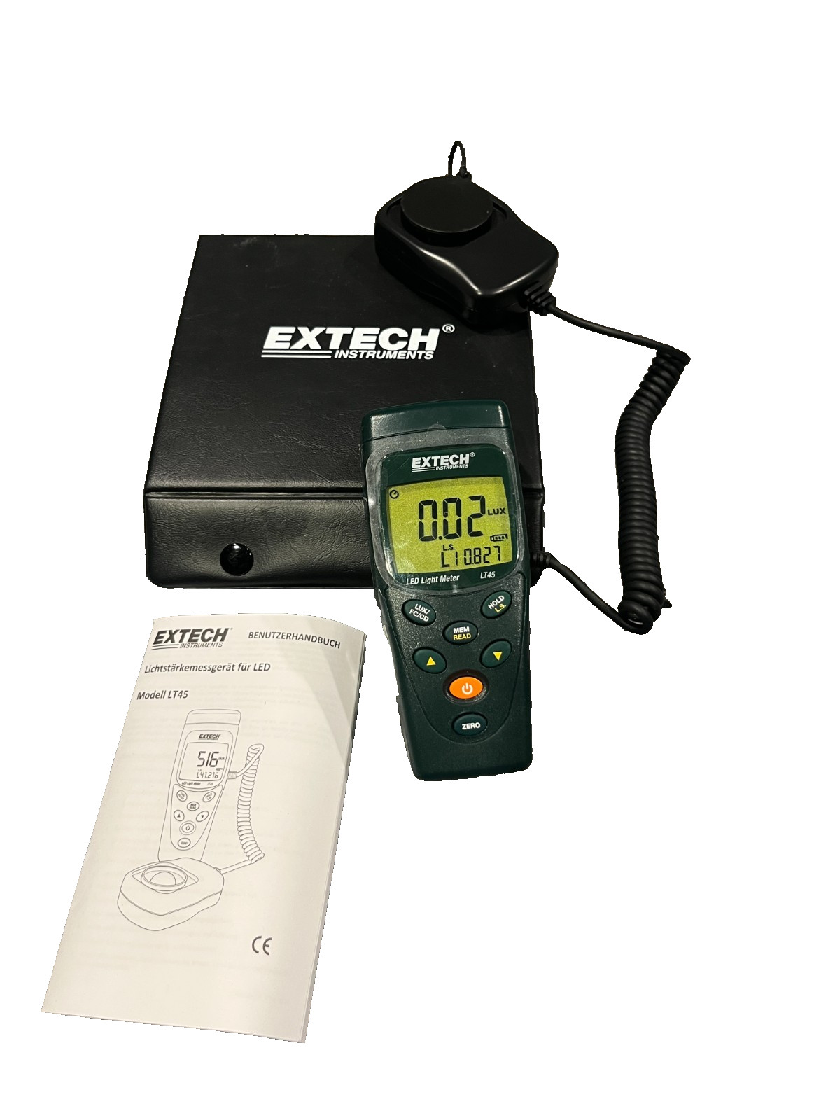Extech LT45 LED Light Meter Lux Foot-Candle Calibrated with Case and Manual