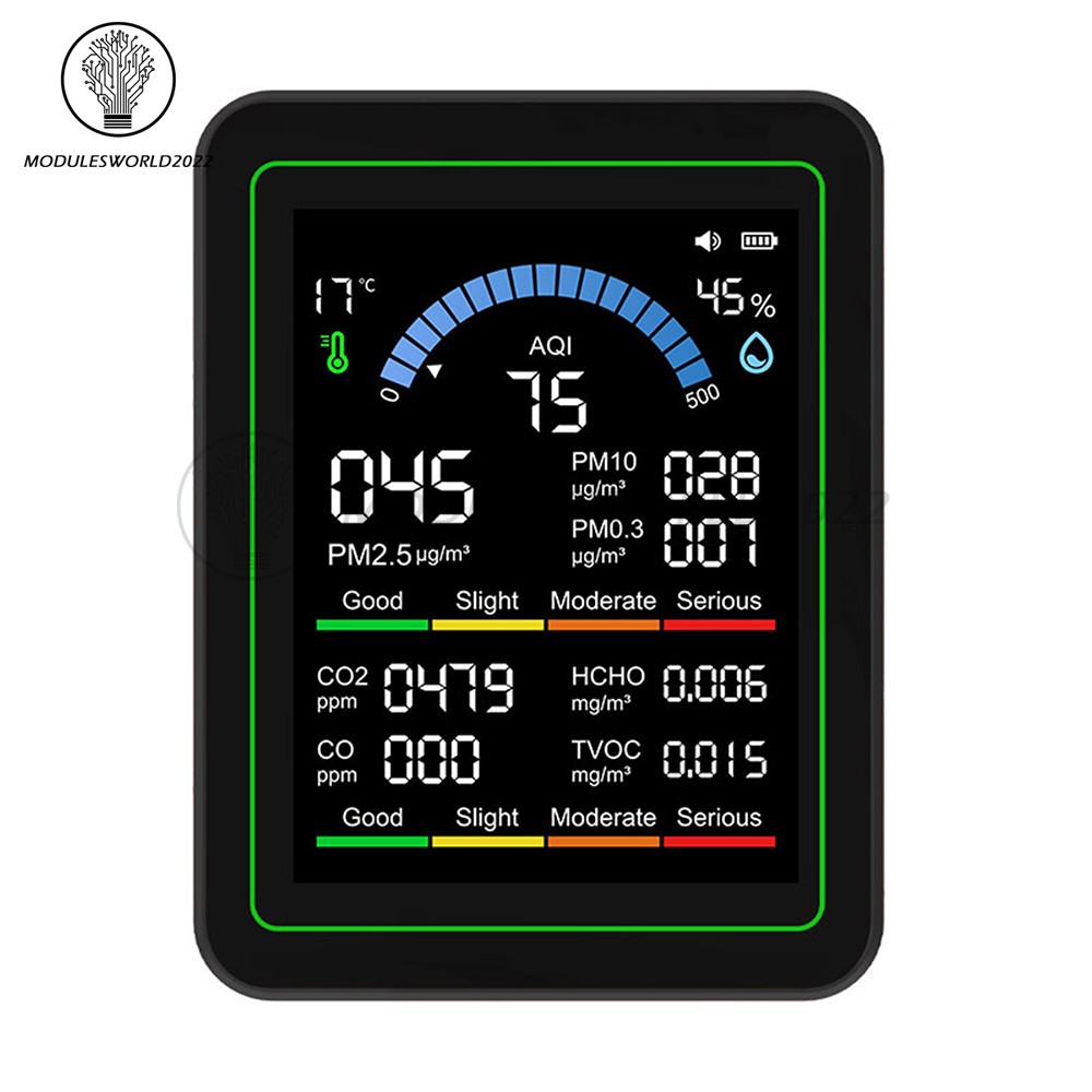 10-in-1 Air Quality Detector PM2.5 PM10 PM HCHO TVOC CO CO2 Formaldehyde Monitor