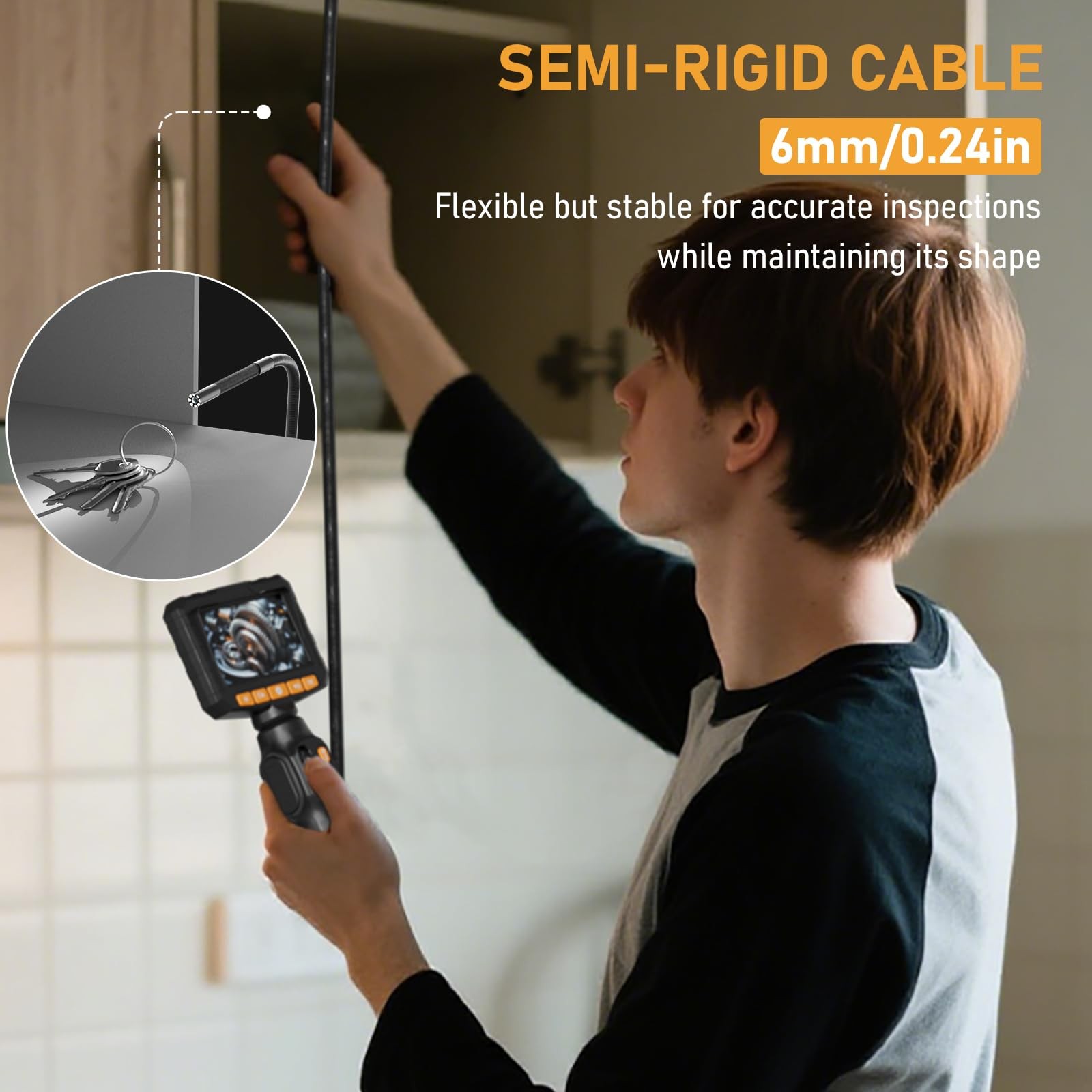 Two-Way Articulating Borescope Camera with Light, Industrial Endoscope