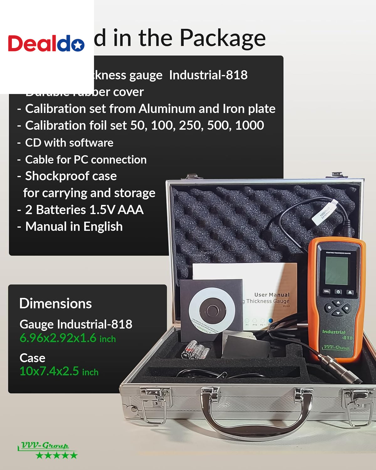 Digital Professional Coating Thickness Gauge Industrial-818 Paint Meter for Fe/N
