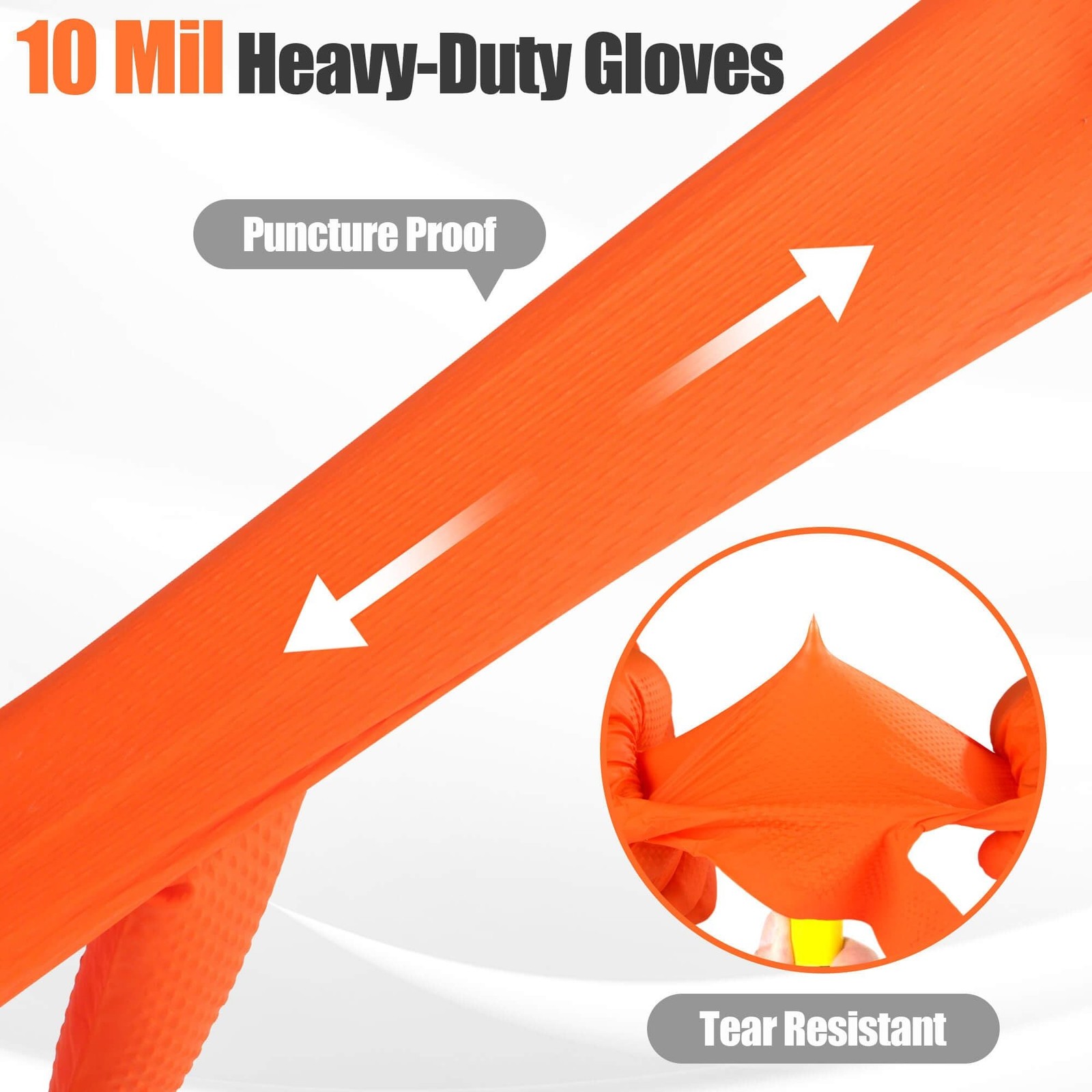 TREEGO 10 Mil Nitrile Gloves XL – Heavy Duty Orange Gloves with Double Diamon…