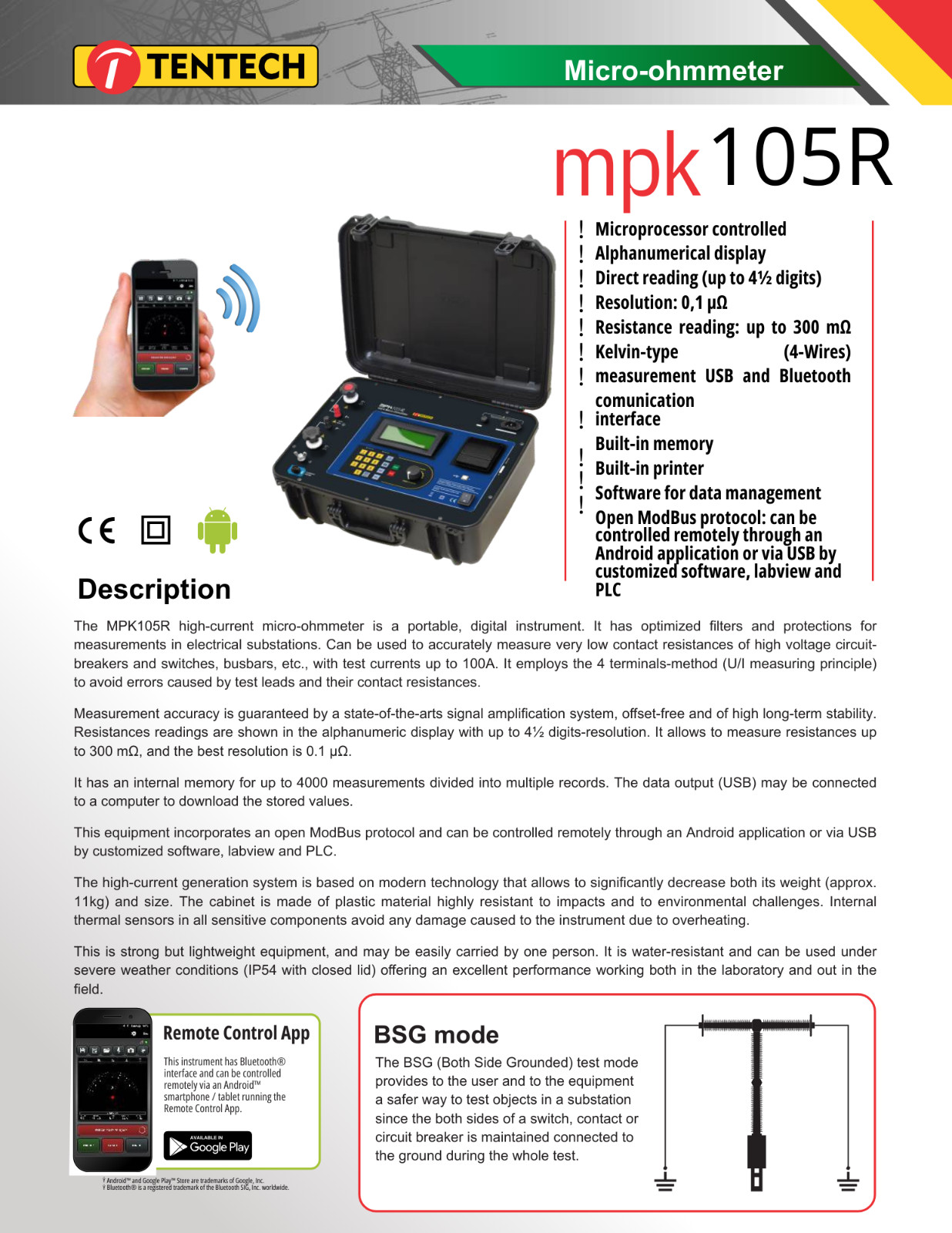 Tentech MPK105R High Current Micro-ohmmeter |Kelvin Method, USA 2 years warranty