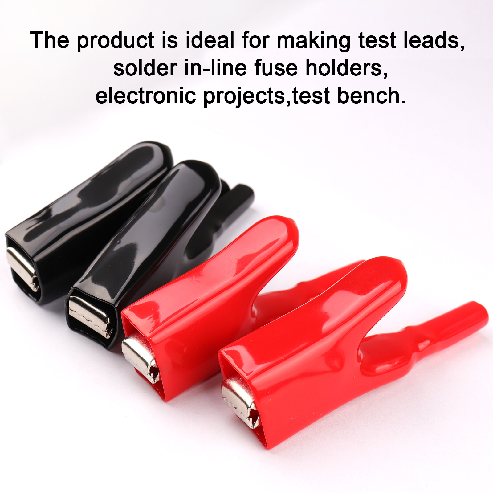 4PCS 50A Sheathed Alligator Clips for Electrical Jumper Wire Clamp Voltage Test