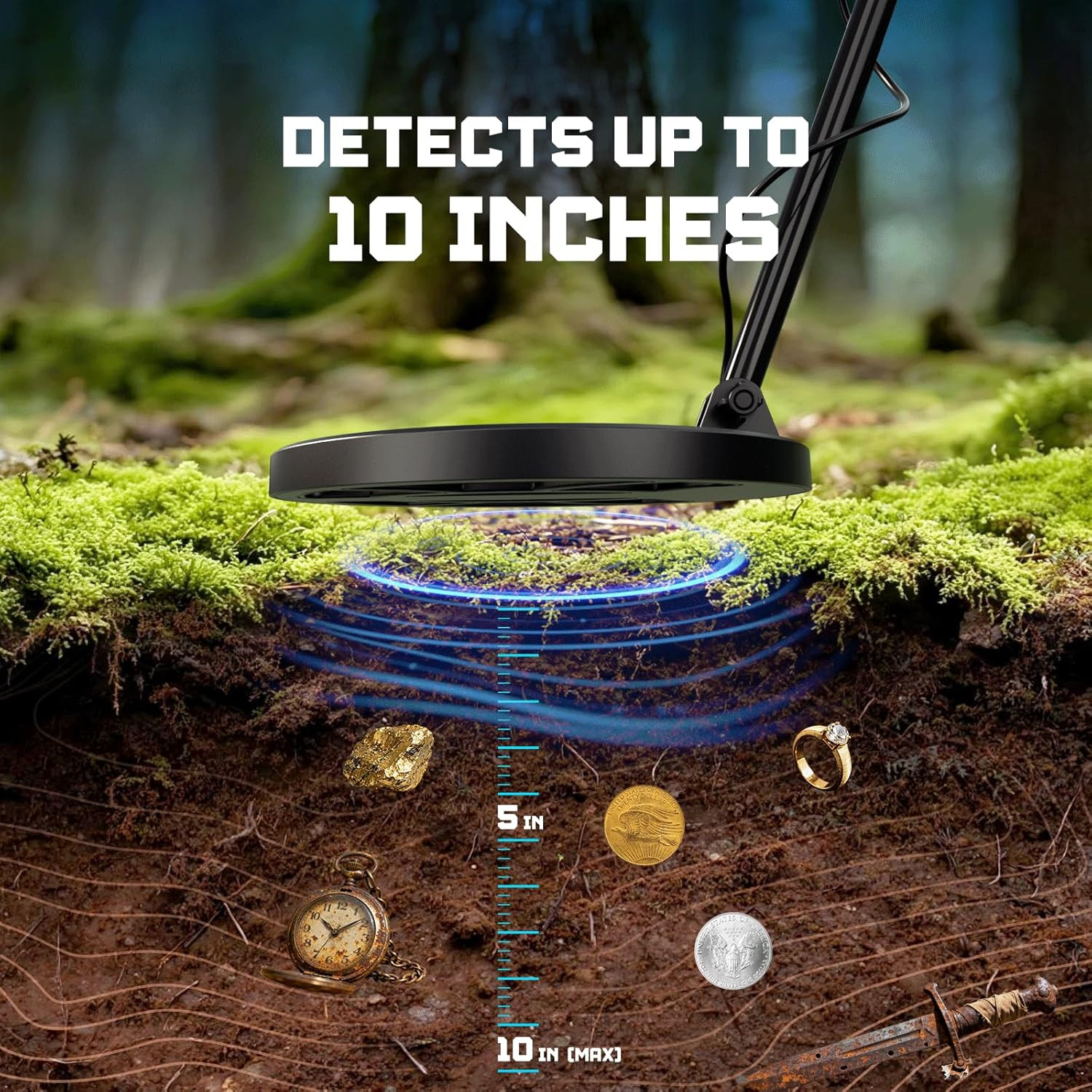 Metal Detector for Adults & Kids Professional Cordless Gold Detector 5 Modes, Ad