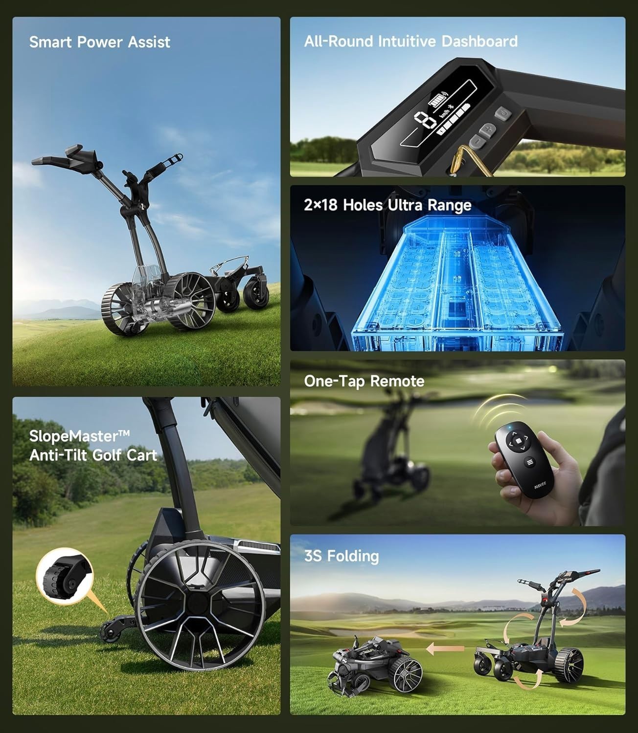 NAVEE Birdie 3X Auto Follow Electric Golf Push Cart Remote Foldable-Open Box
