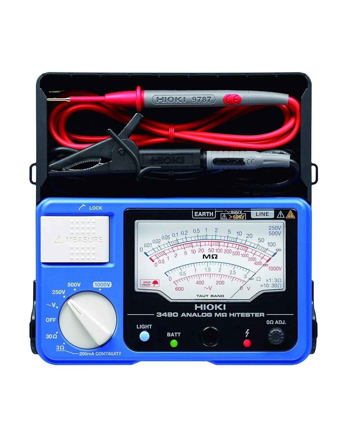 Hioki 3490 Analog Megohm HiTester, 4000 Megohms Resistance, 250V, 500V, 1000V DC