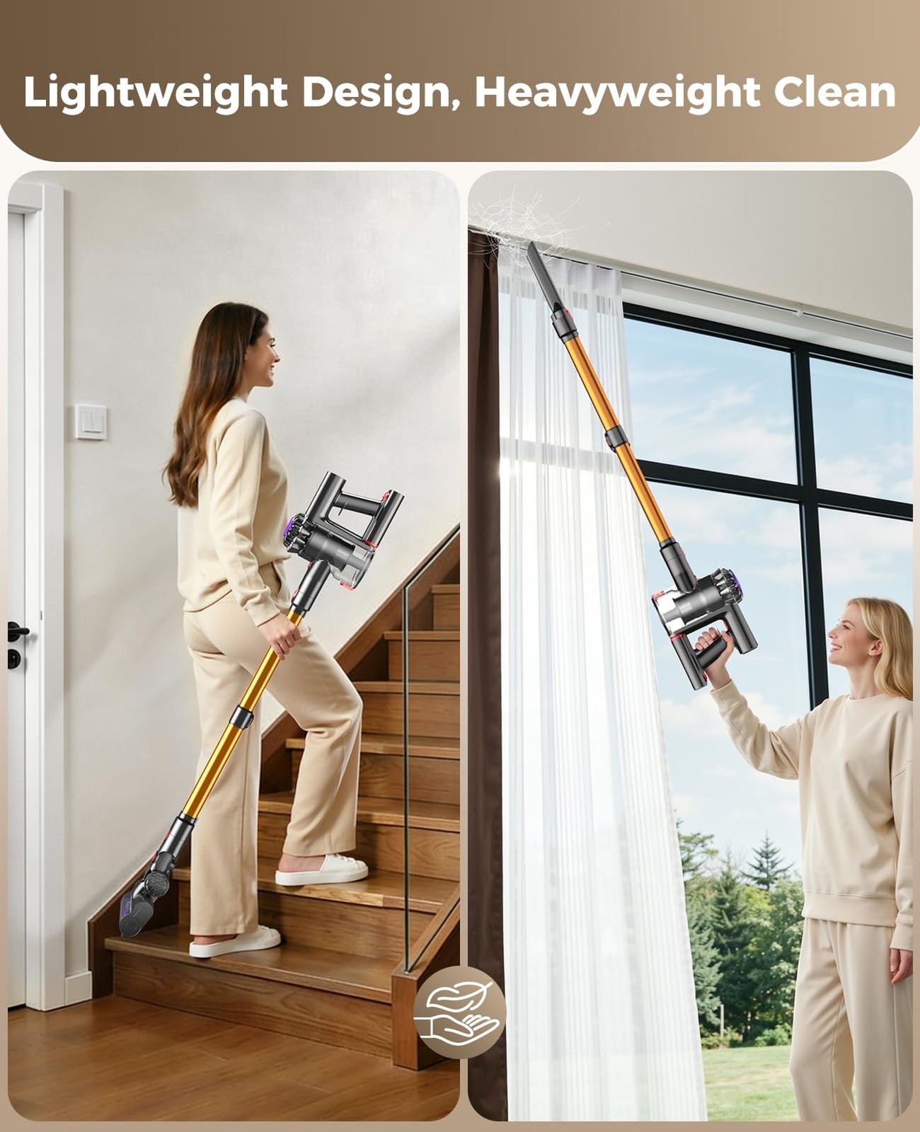 Cordless Vacuum Cleaner, 450W 40KPA Vacuum Cleaners for Home, 45 Mins Lightwe…