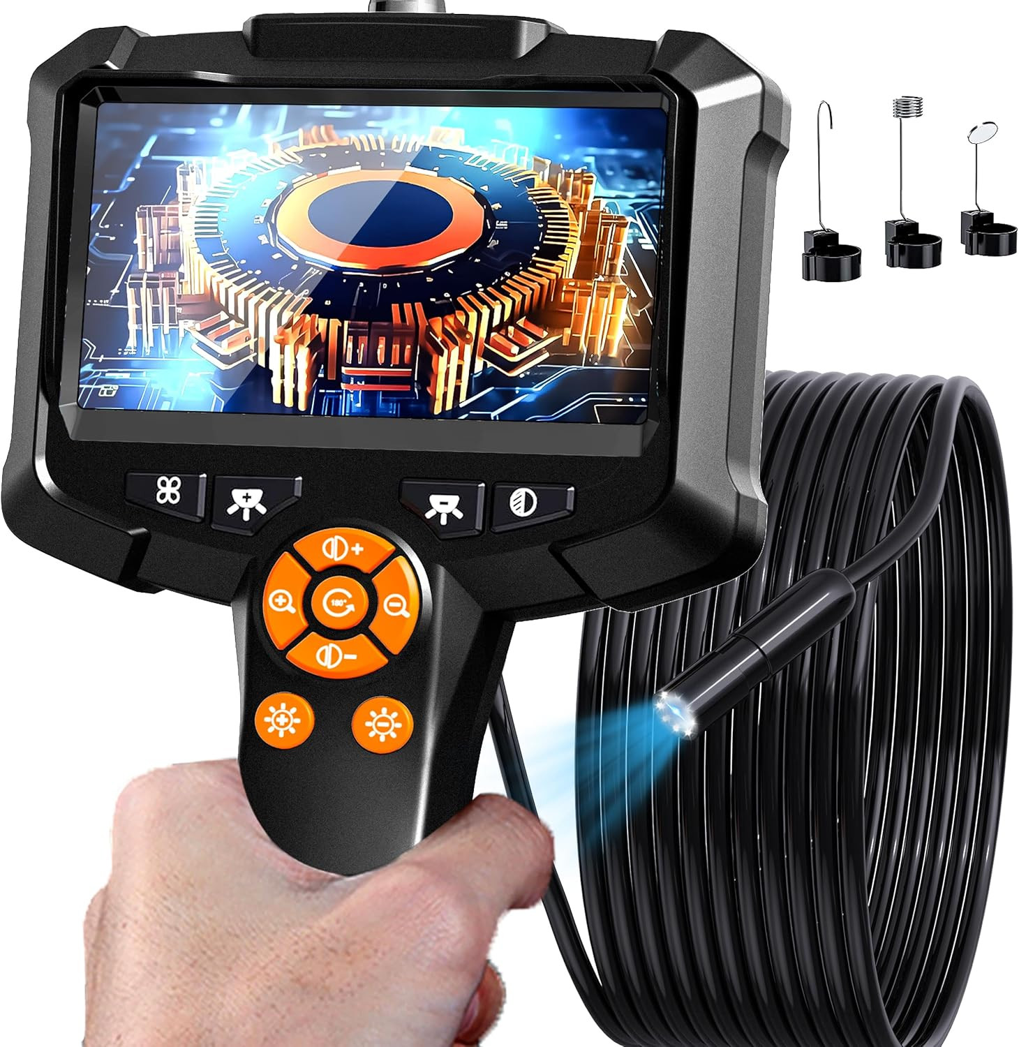 Camara Endoscopica 4.3 Inch Impermeable IP67 1080 HD Con Luz Cable 16.5FT