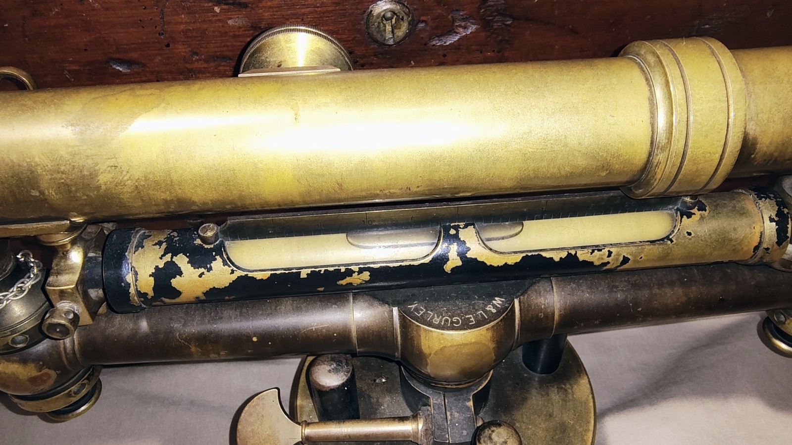 Early 1900’s W&LE Gurley 21” Brass Surveyor Wye Level Transit with Wooden Case