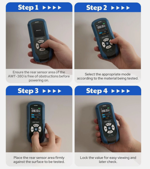 AWT-380 Rechargeable Pinless Moisture Meter for Wood, Drywall & Masonry, Wood…
