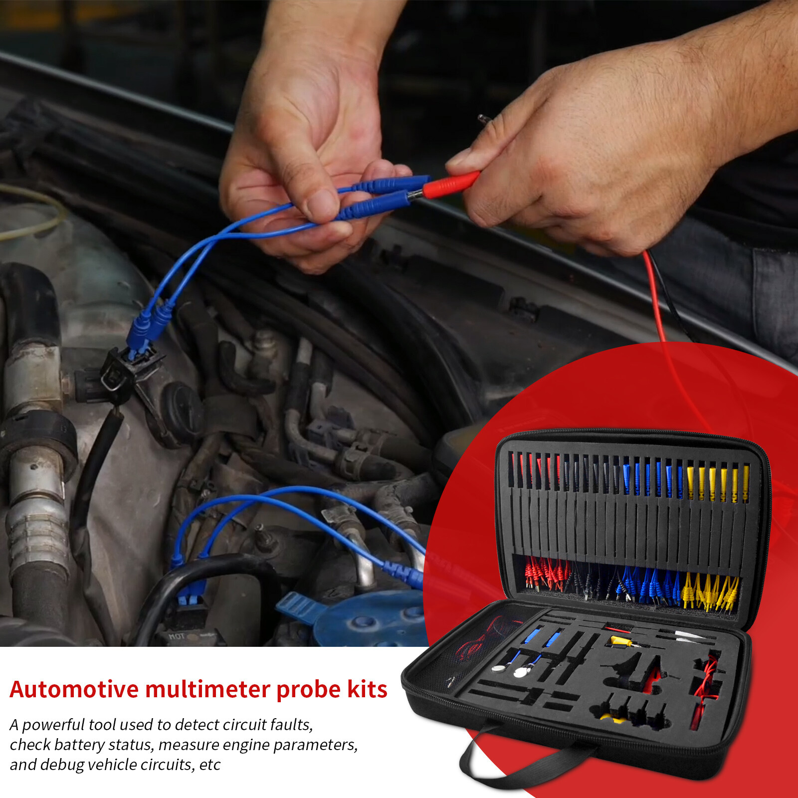 92PCS Automotive Multimeter Circuit Test Leads kit Electric Probe Alligator Clip