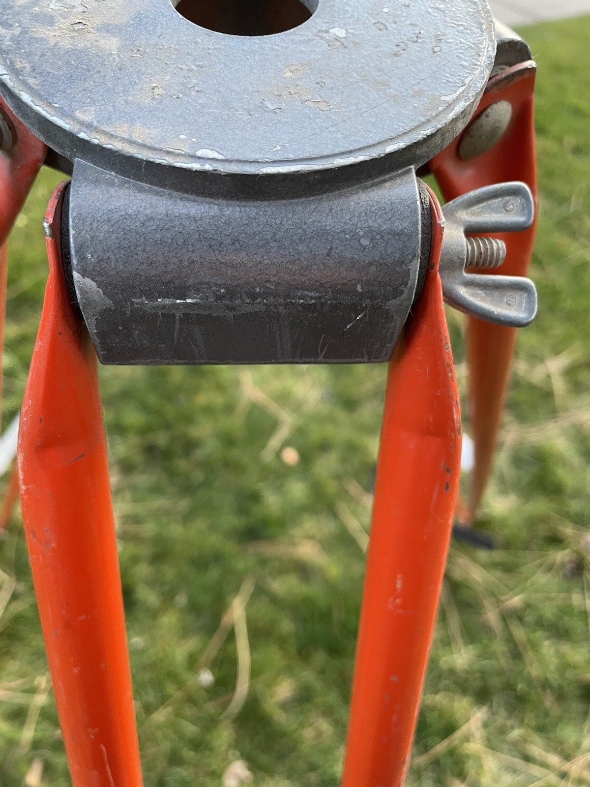 Vintage David White Orange Metal Surveying Surveyor TRIPOD Only Spiked Feet 5ft