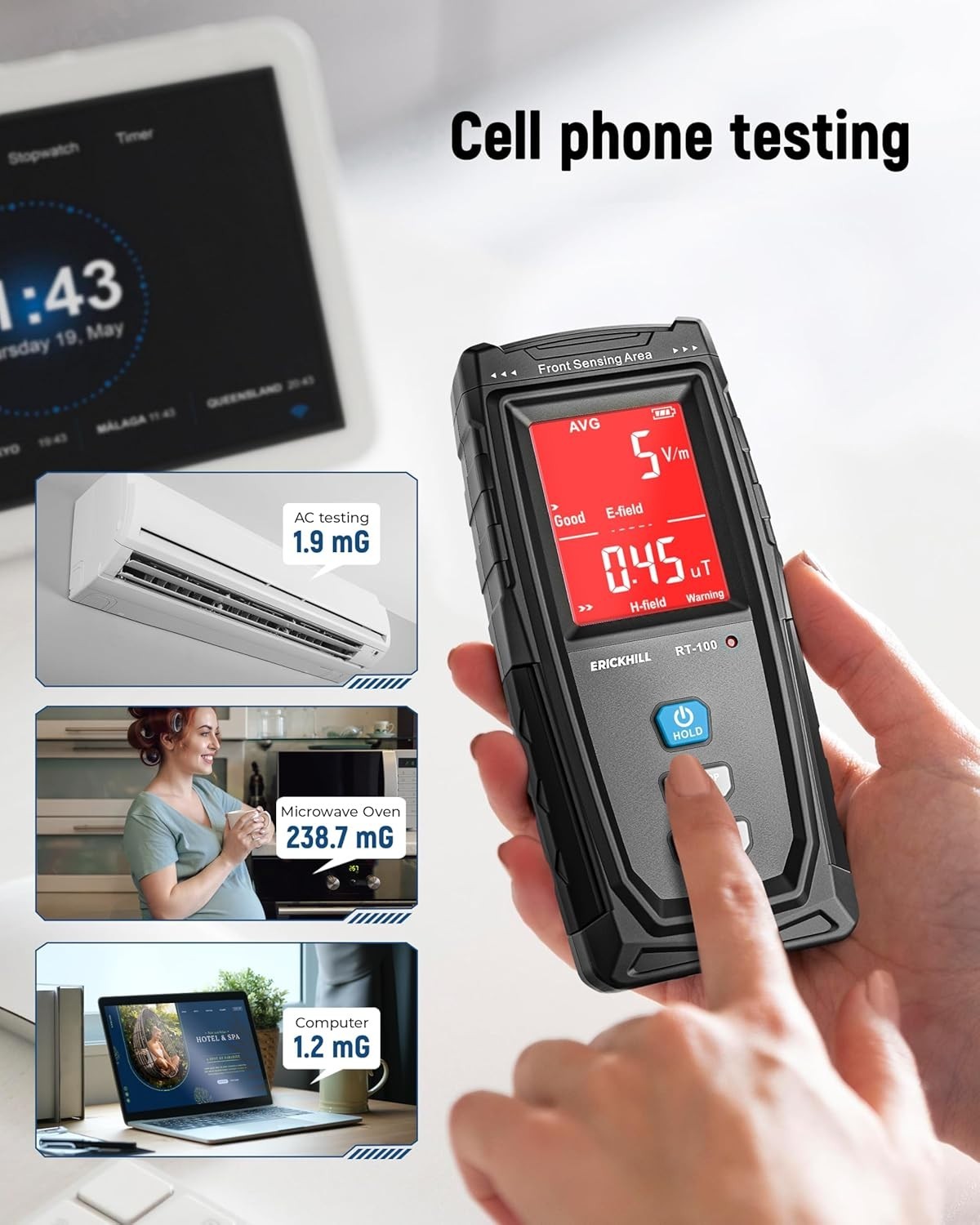 EMF Meter, Detects Electric and Magnetic Fields, Handheld Digital EMF Detector w
