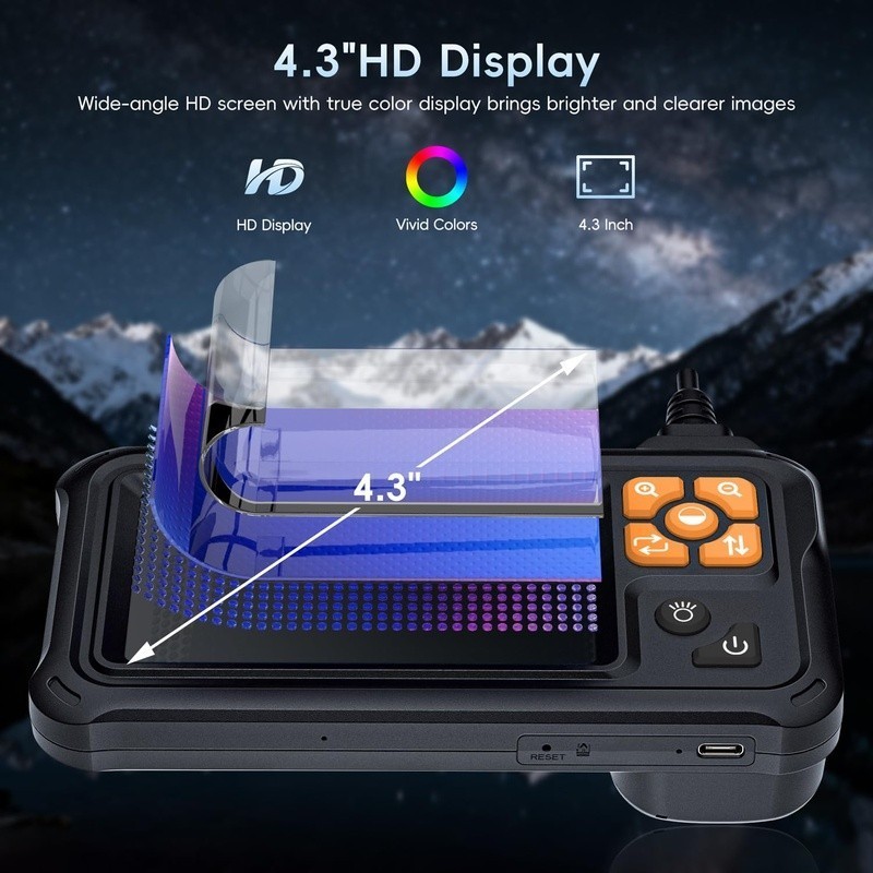 4.3inch LCD Inspection Camera Endoscope W/ 8 LED Lights Pipe Automotive Home Use
