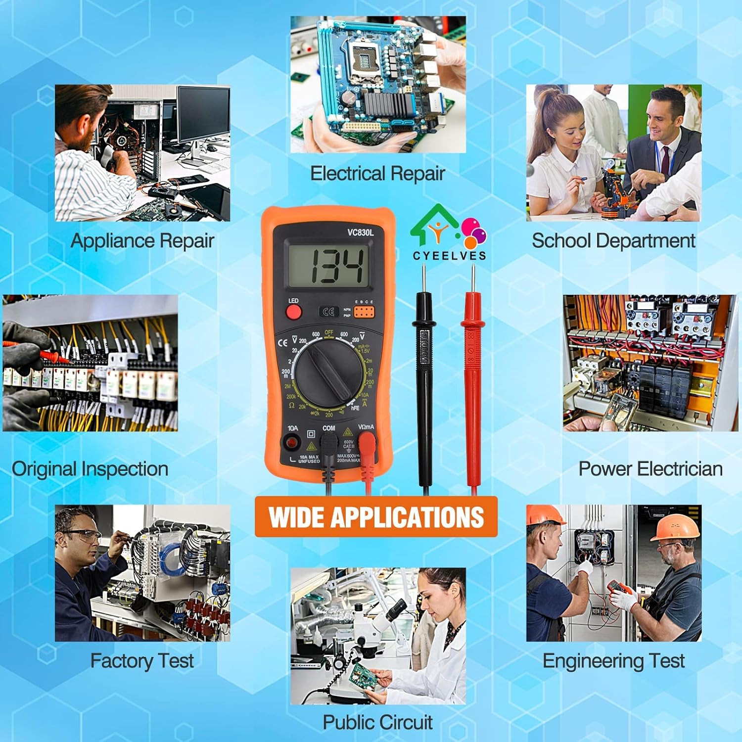 Digital Multimeter, Multimeter with AC DC Voltmeter & Ohm Volt Amp Tester, Multi
