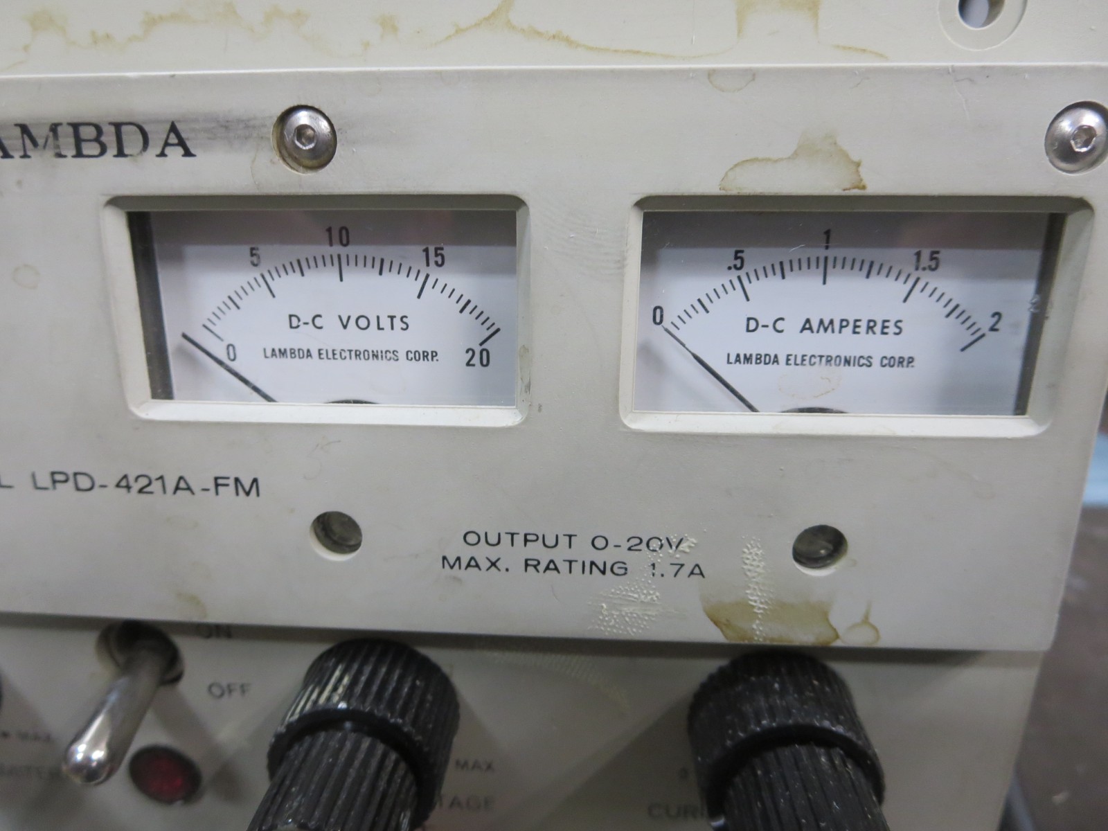 Lambda LPD-421A-FM DC PowerSupply Dual Adjustable Out:0-20V 1.7A See Pics Used