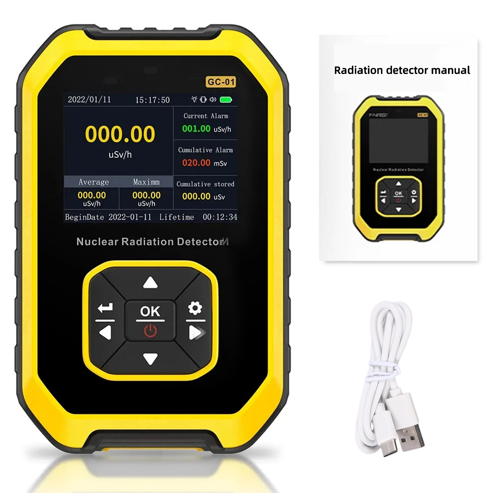 Geiger Counter Nuclear Radiation Detector Gamma X Beta Ray LCD Monitor