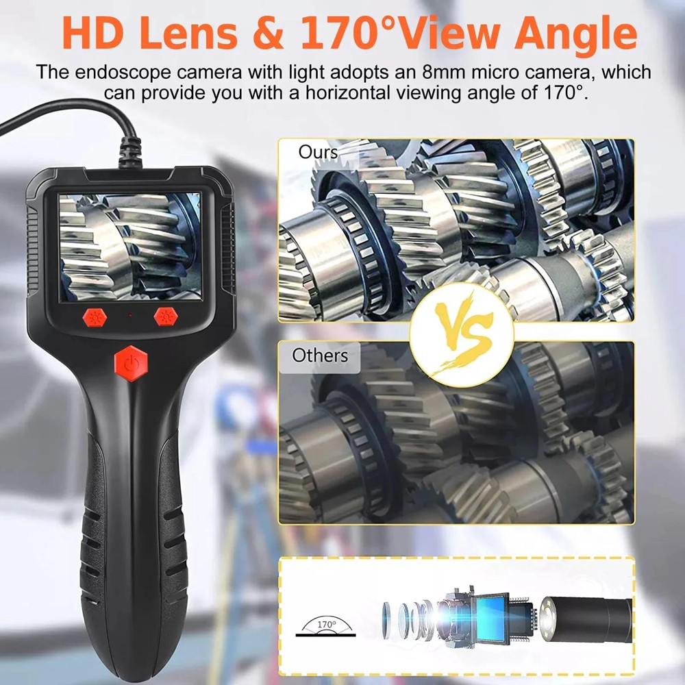 1080P HD LED Handheld Industrial Endoscope 8mm Borescope Snake Camera Inspection