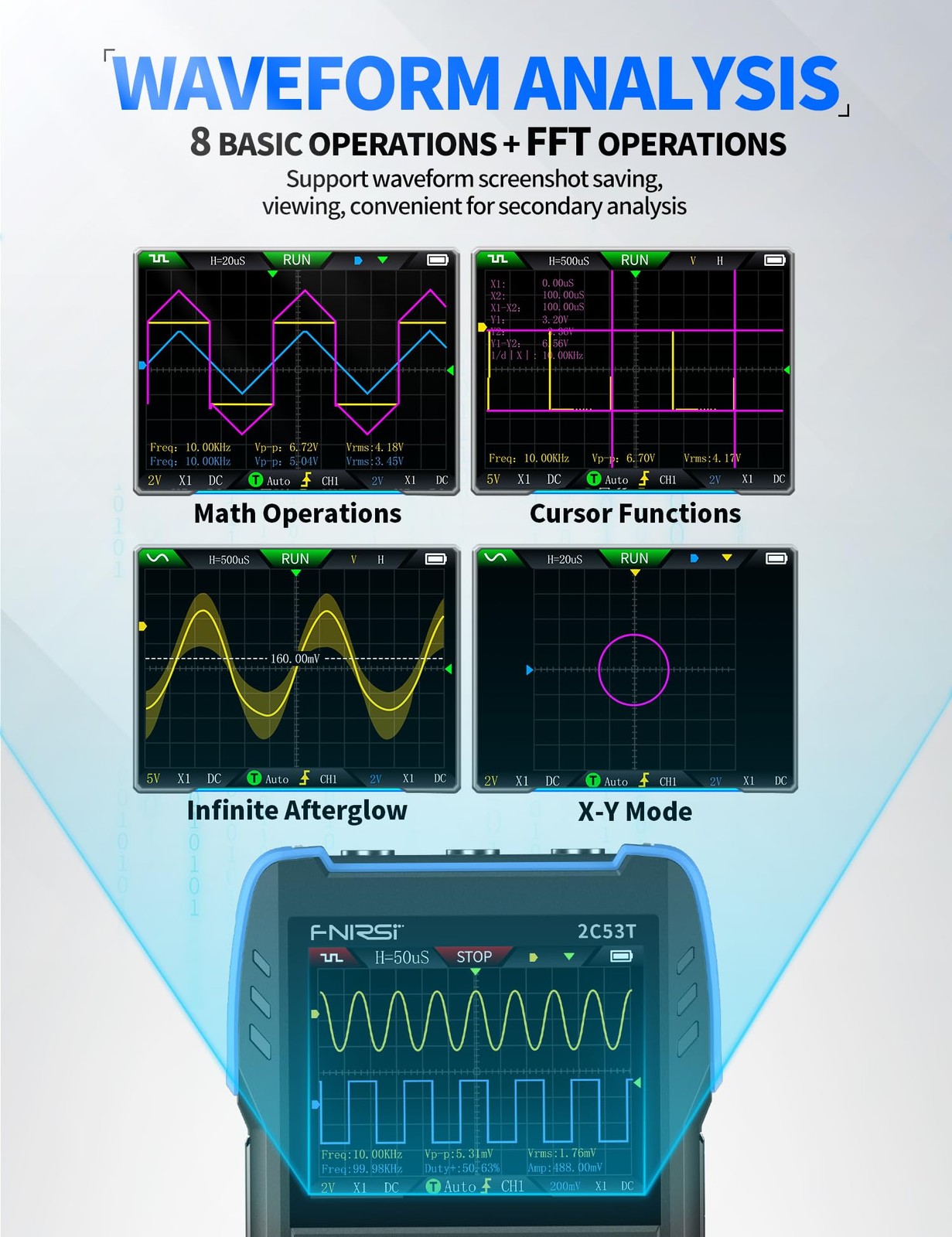 FNIRSI 2C53T 3in1 Digital Oscilloscope TouchScreen 50MHz Multimeter Signal Lab