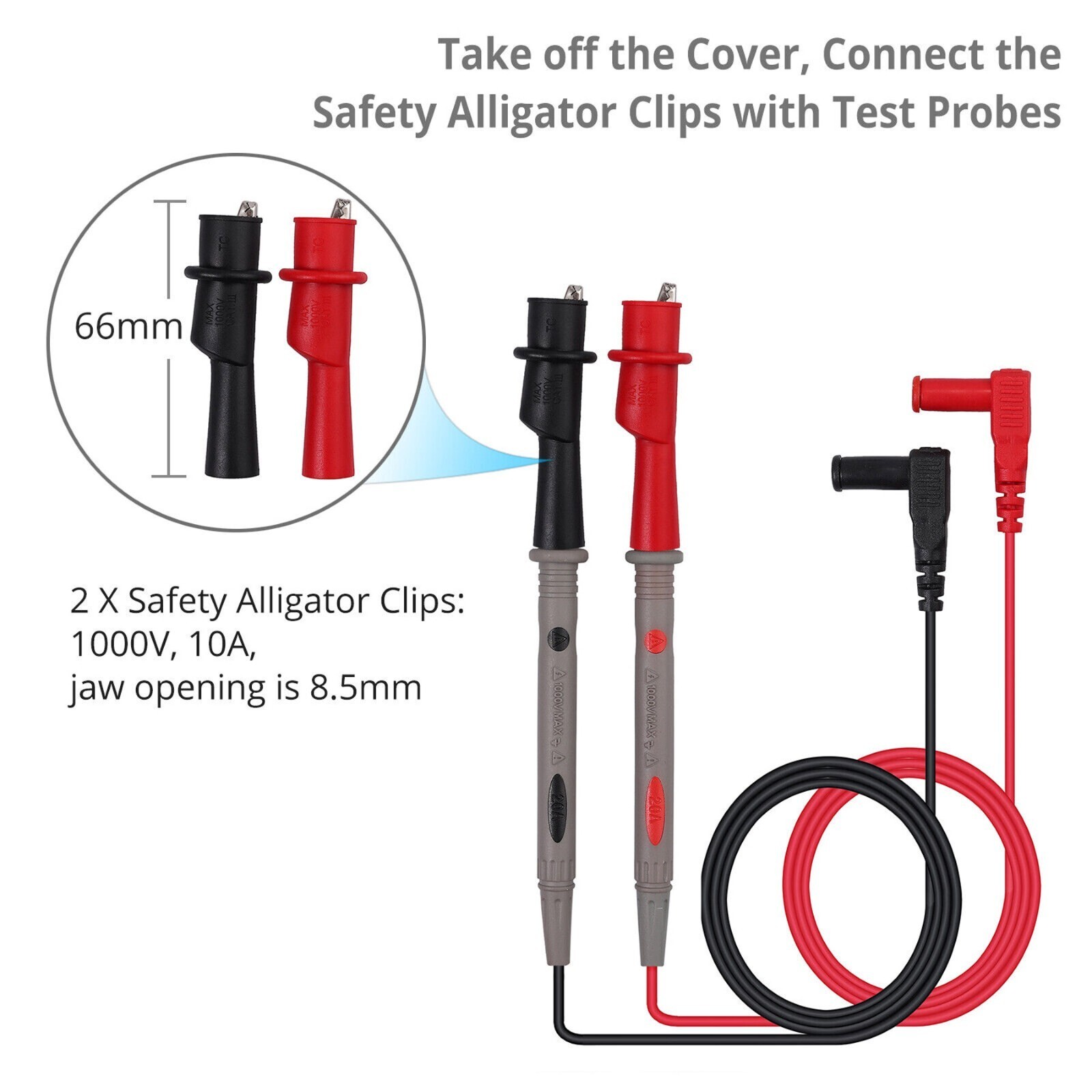 Multimeter Test Leads 1000V 20A for Fluke Meter Electrical Alligator Clip Probes