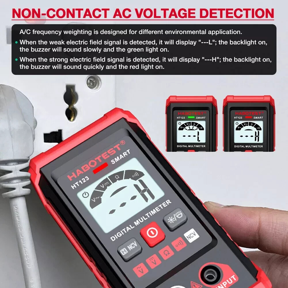 HT123 Digital Multimeter Smart Voltmeter Ohmmeter AC DC Meter Tester – US