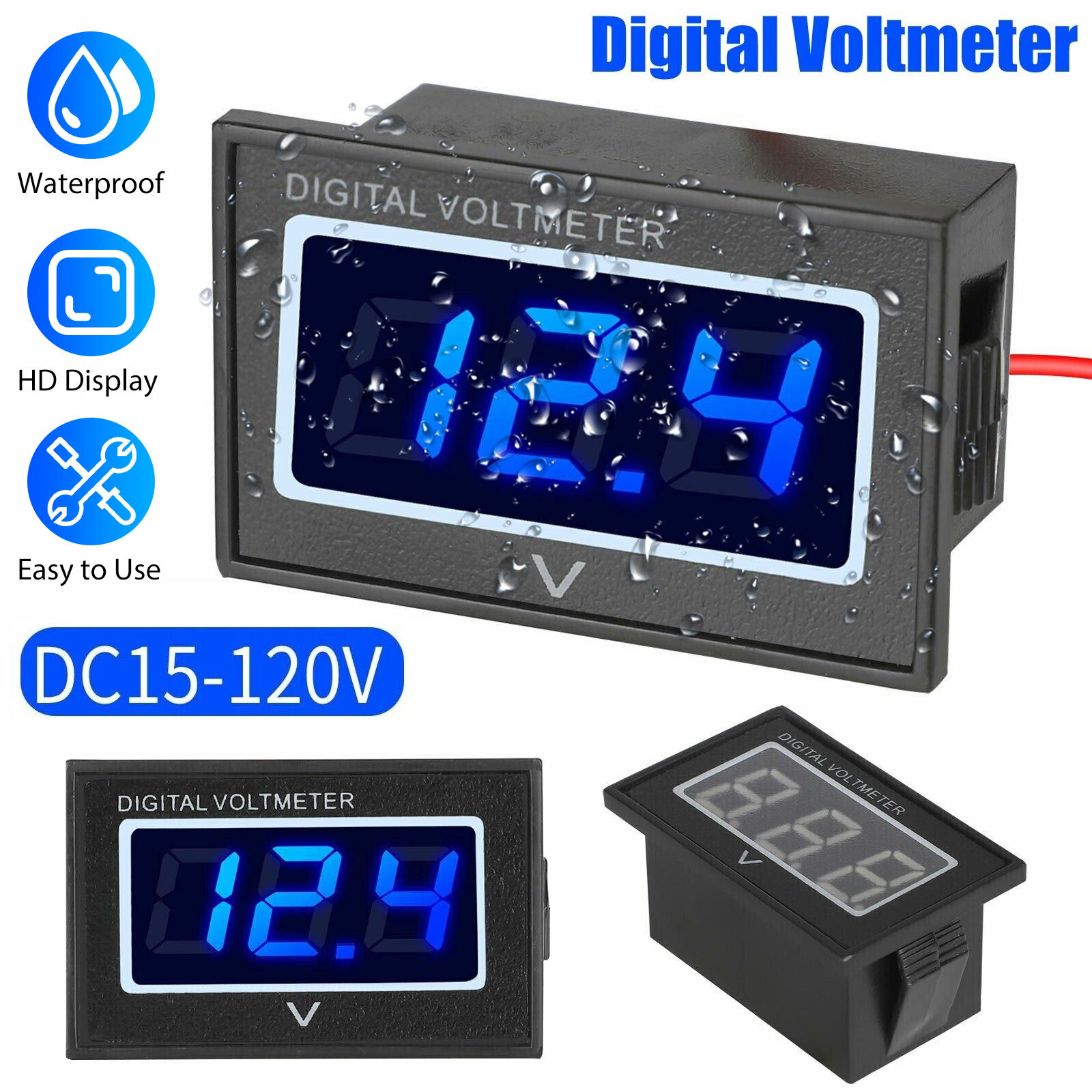 48V Golf Cart Digital Volt Meter Battery Gauge For Club Car Yamaha 48 Volt Blue