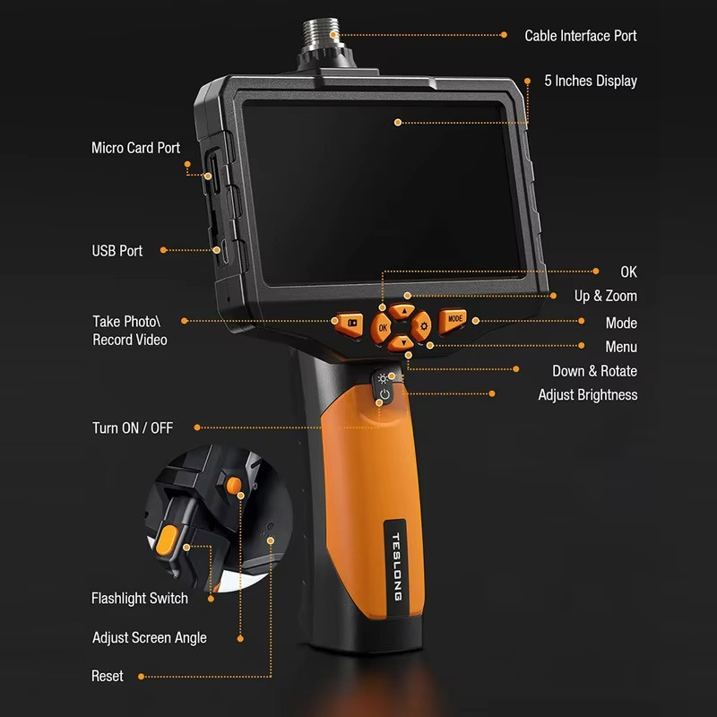 9.8ft Semi-Rigid wire3.9mm Lens Endoscope Industrial Inspection Borescope Camera