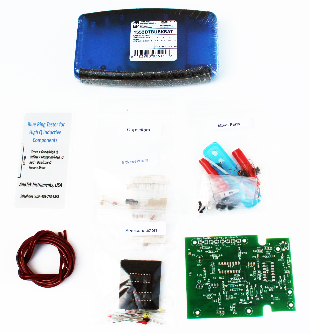 AnaTek Blue Ring High-Q Tester – Complete Kit for Assembly