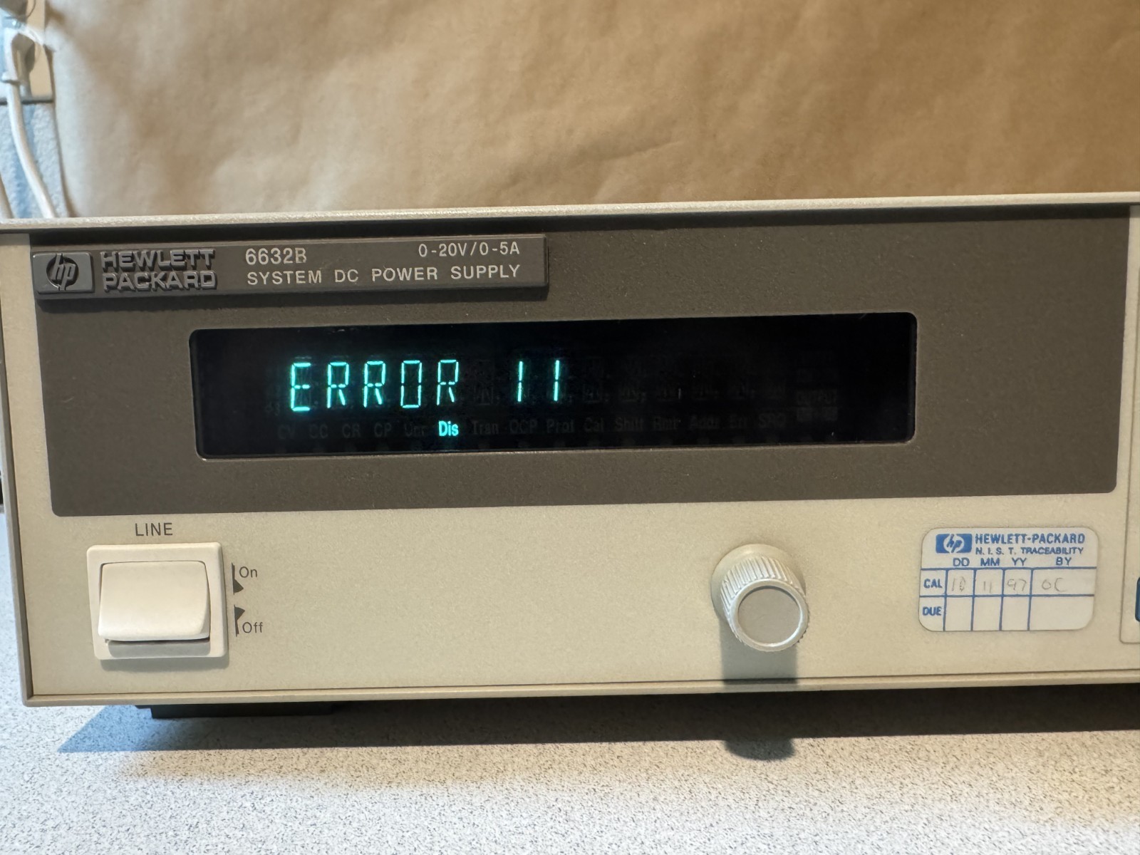 HP 6632B System DC Power Supply 0-20V/0-5A 100W