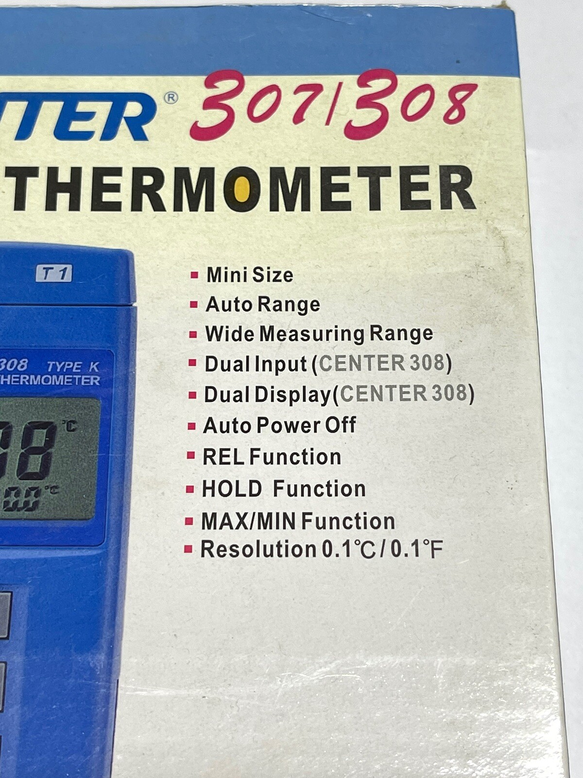 Center 307 Mini Thermometer – Type K Compact Size -200~1370℃ Single Input 0.1°