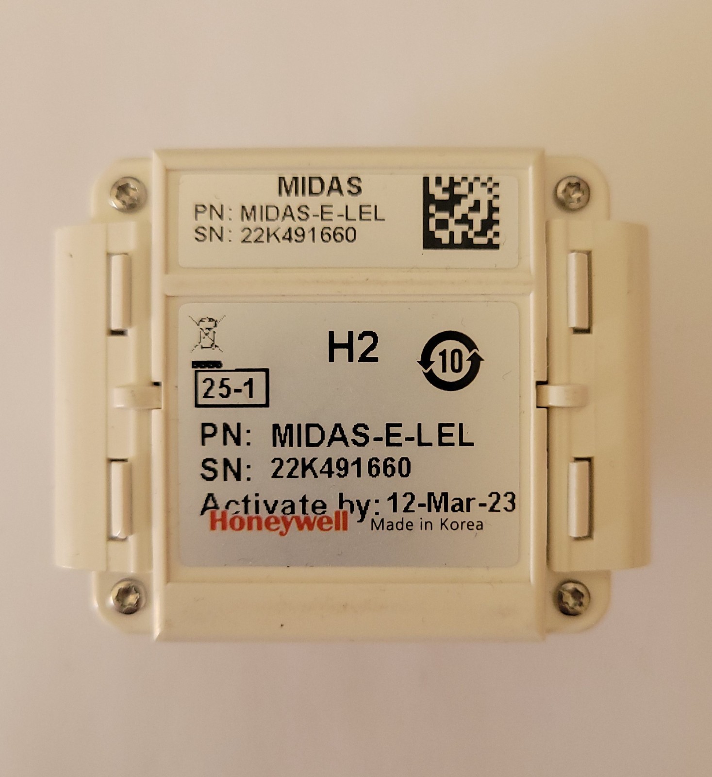 Honeywell MIDAS-E-LEL Gas Detector Sensor Cartridge Open box, 2 Years Remaining