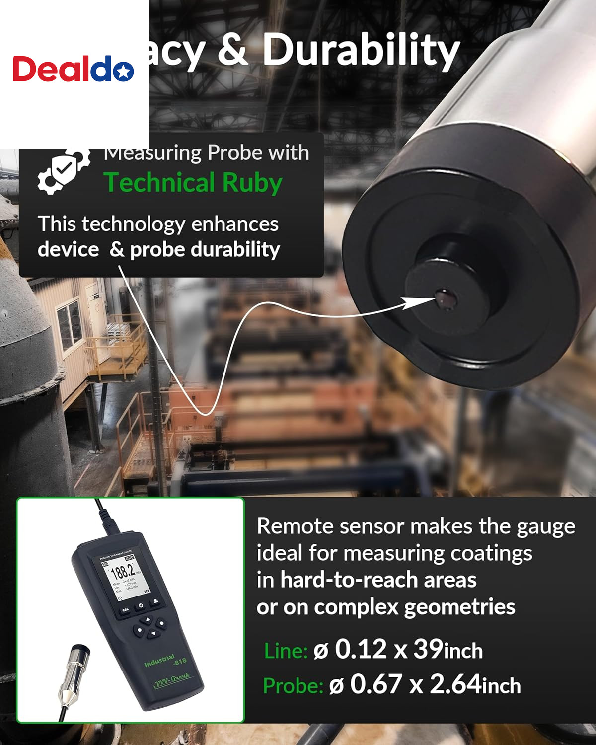 Digital Professional Coating Thickness Gauge Industrial-818 Paint Meter for Fe/N