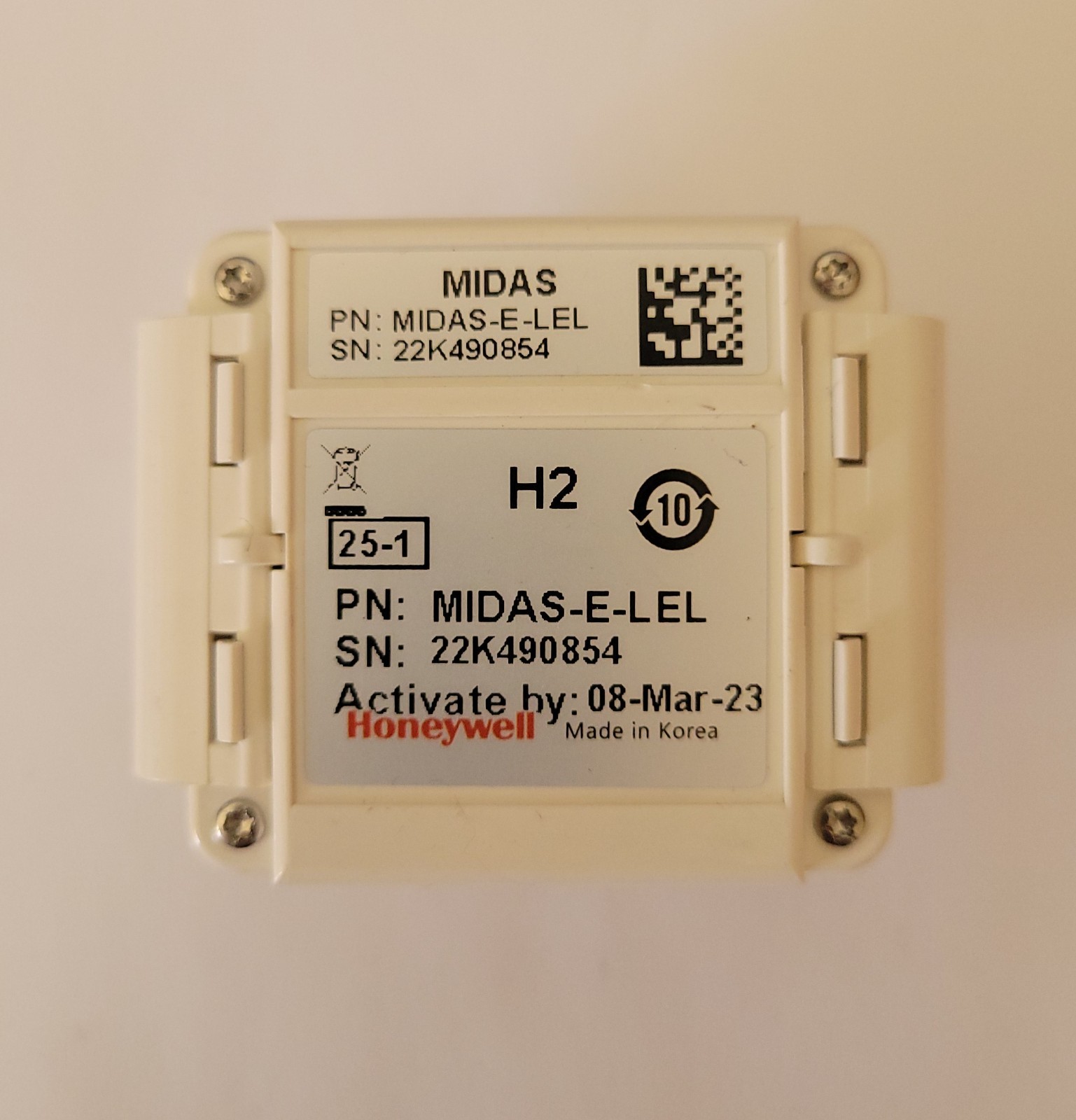 Honeywell MIDAS-E-LEL Gas Detector Sensor Cartridge Open box, 2 Years Remaining